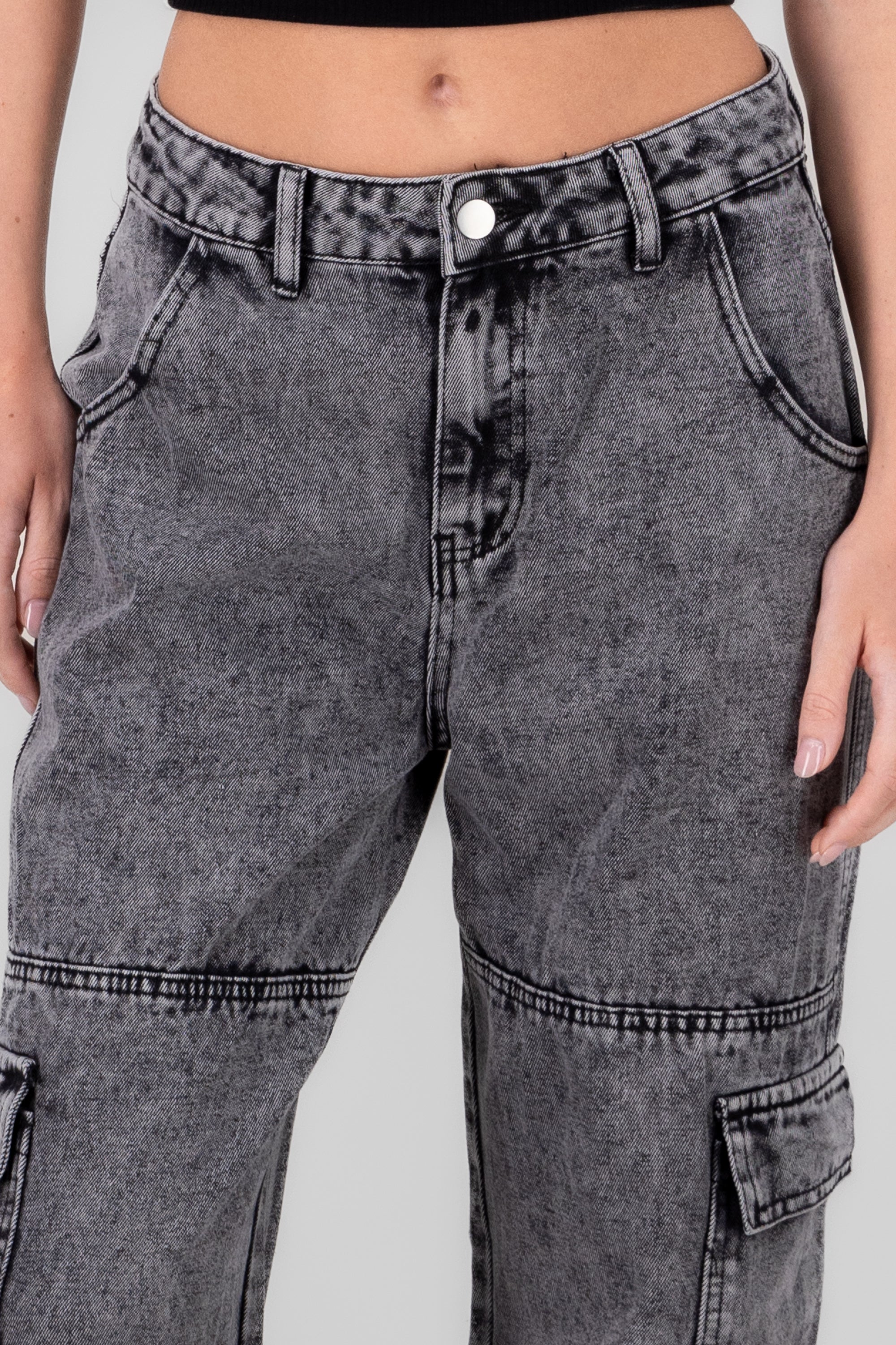 Washed Cargo Pocket Jeans DARK GRAY