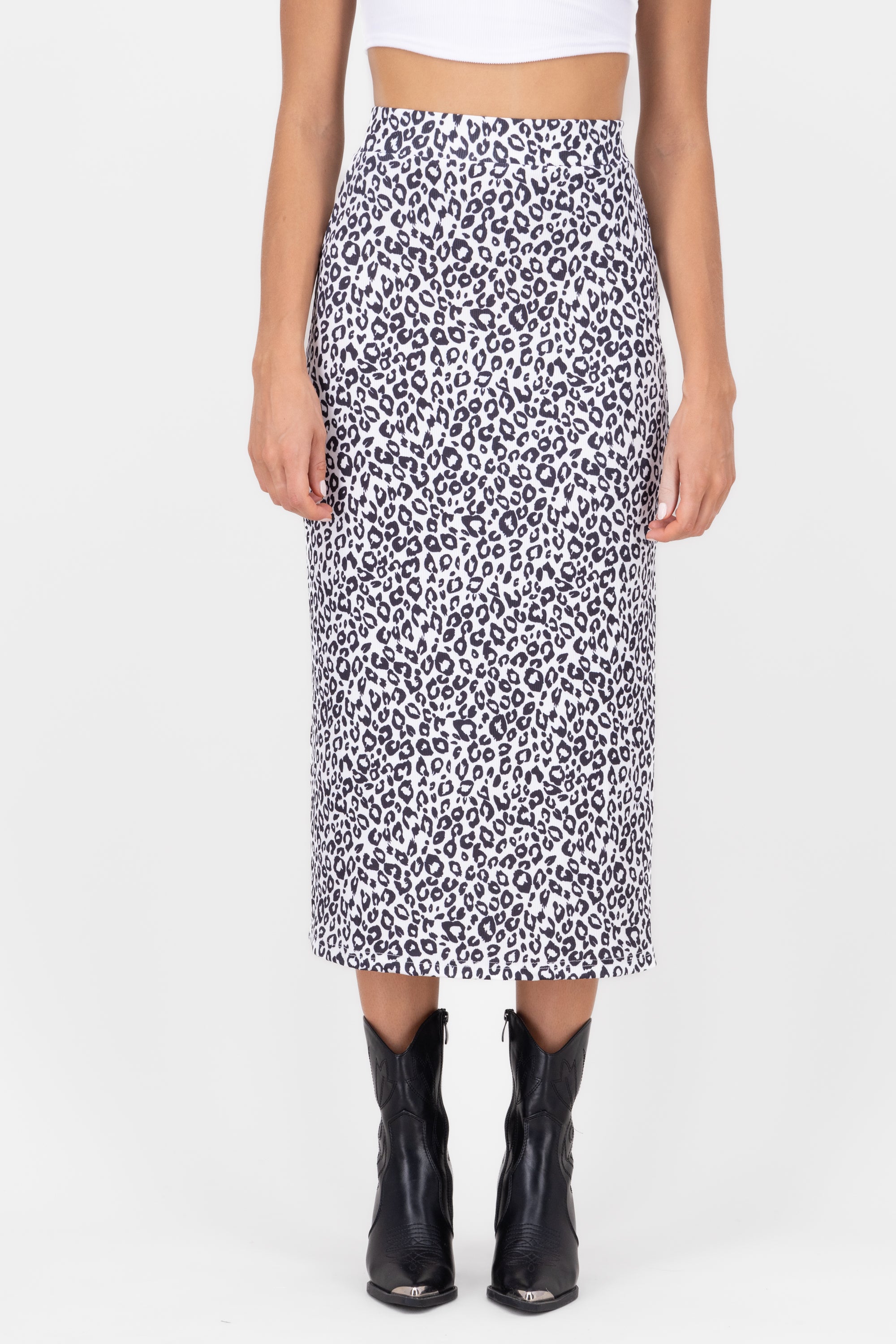 Cheetah Print Midi Skirt WHITE COMBO