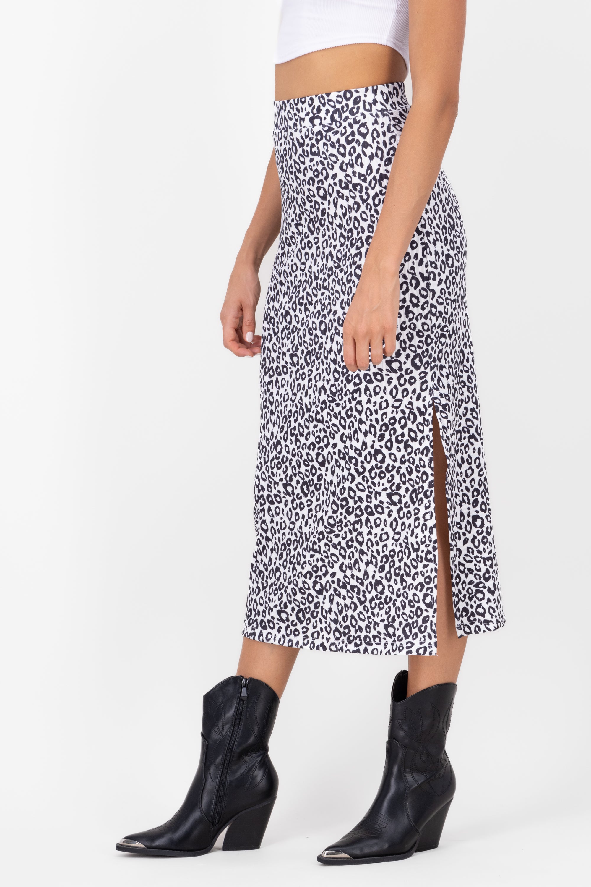 Cheetah Print Midi Skirt WHITE COMBO