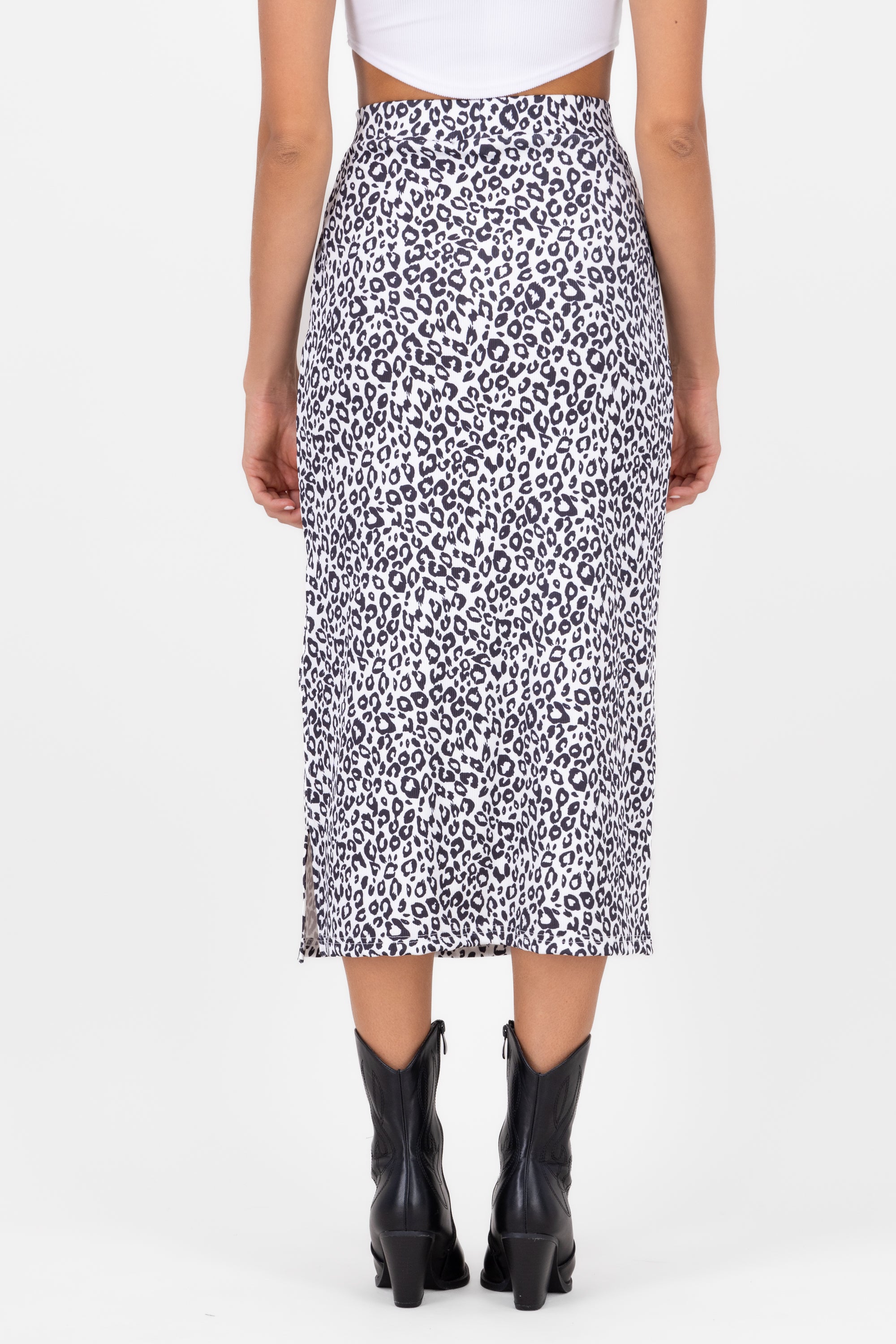 Cheetah Print Midi Skirt WHITE COMBO