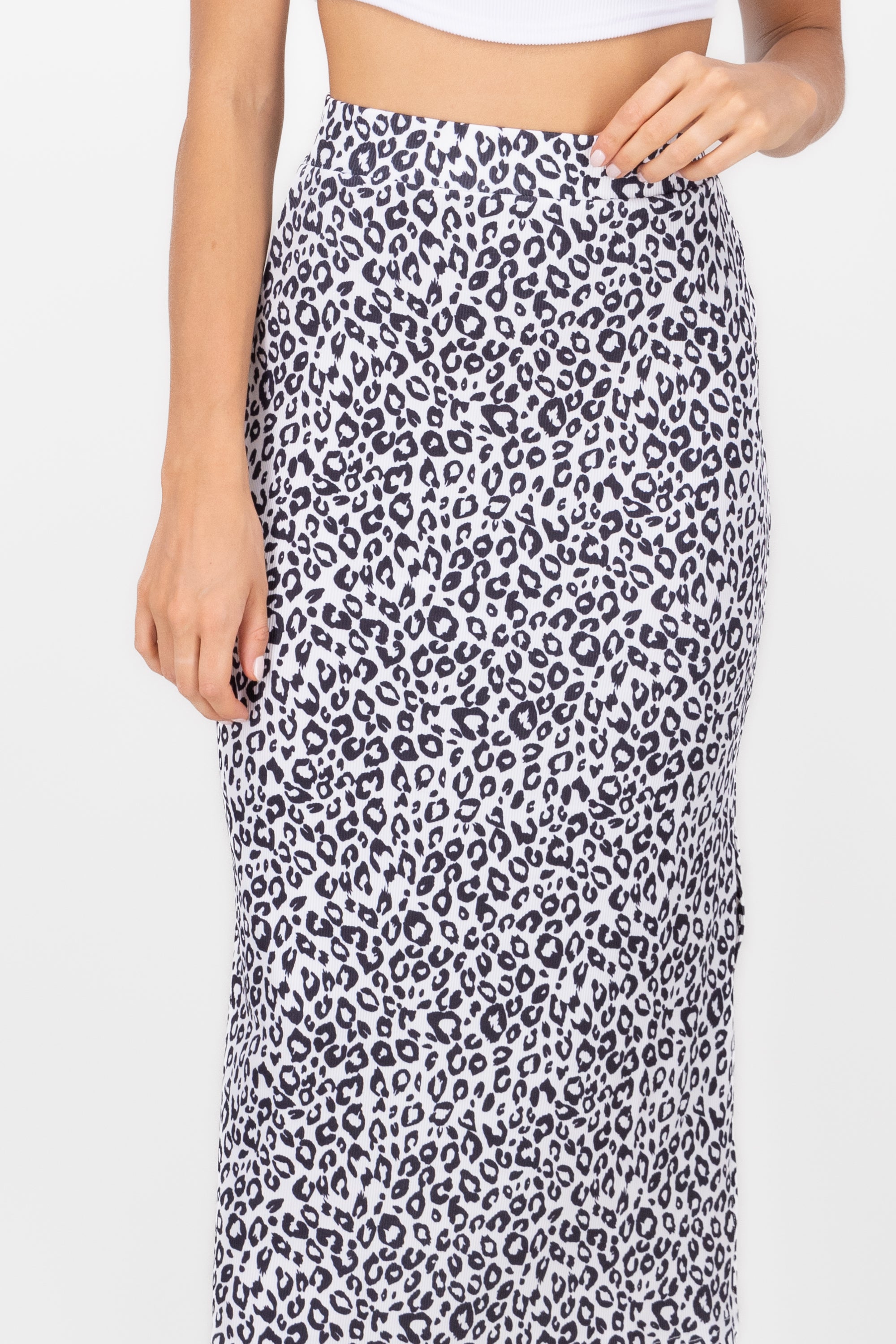 Cheetah Print Midi Skirt WHITE COMBO