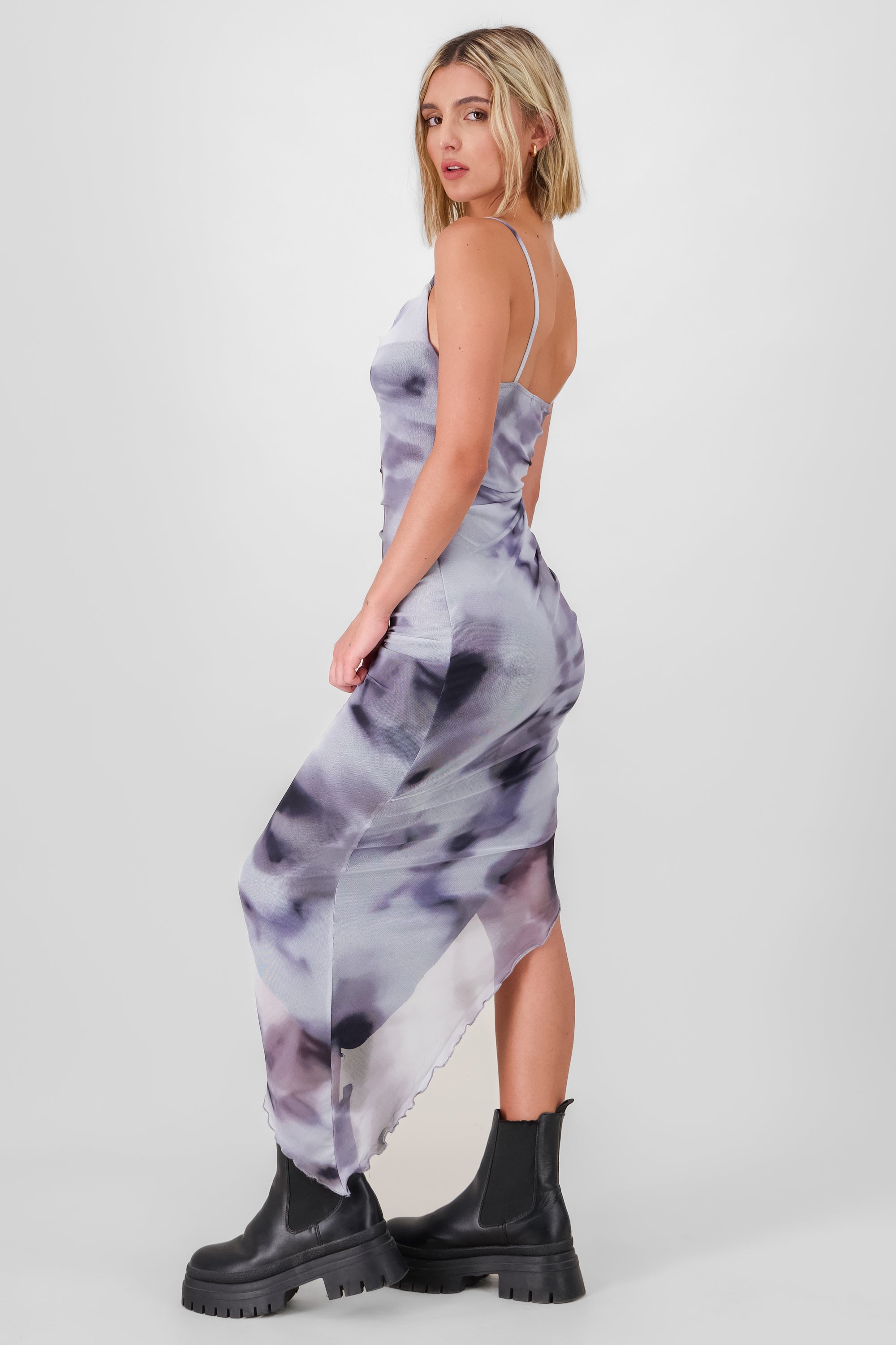 Marble Body Con Dress With Side Slit PASTEL PURPLE