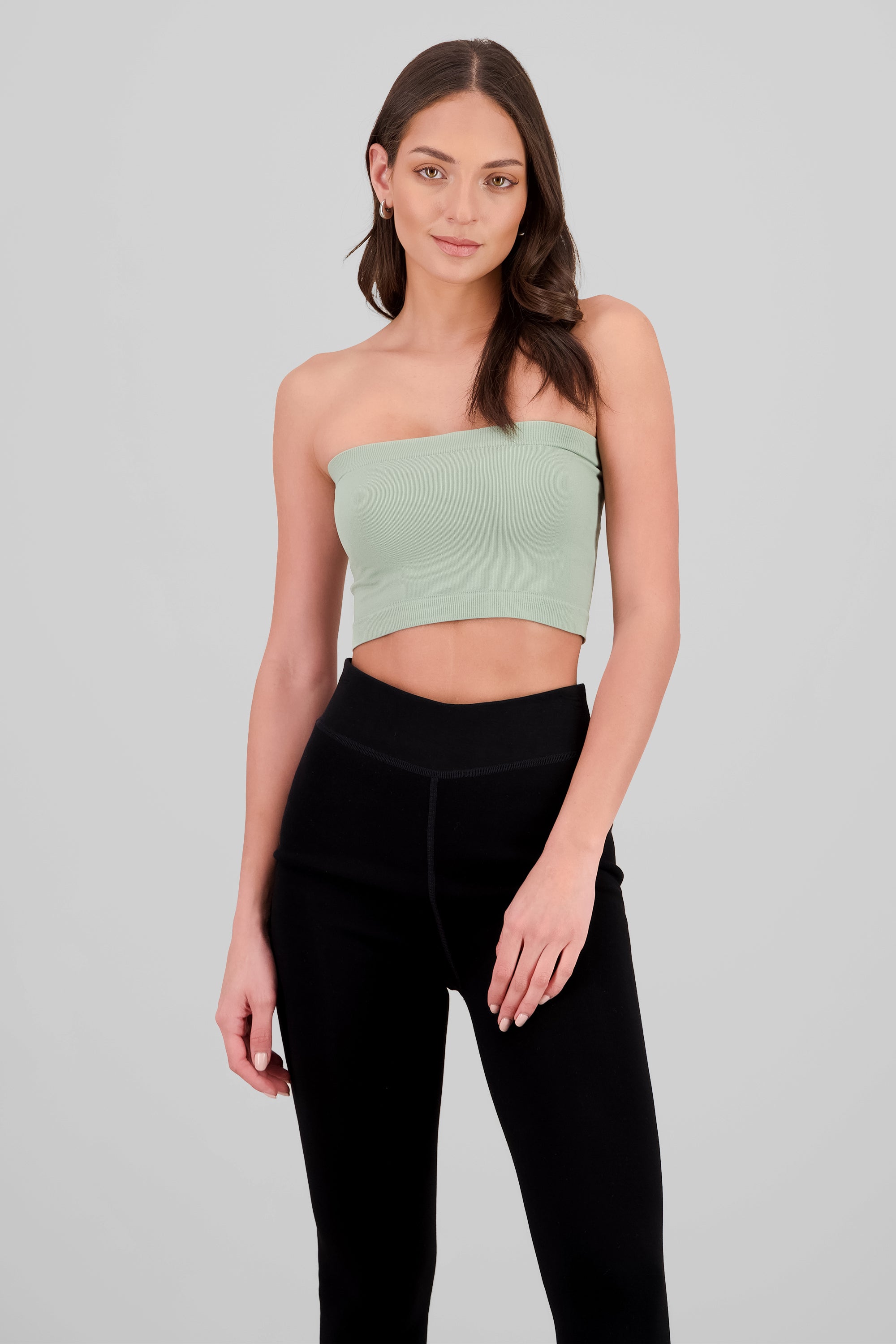 Plain Strapless Top LIGHT GREEN