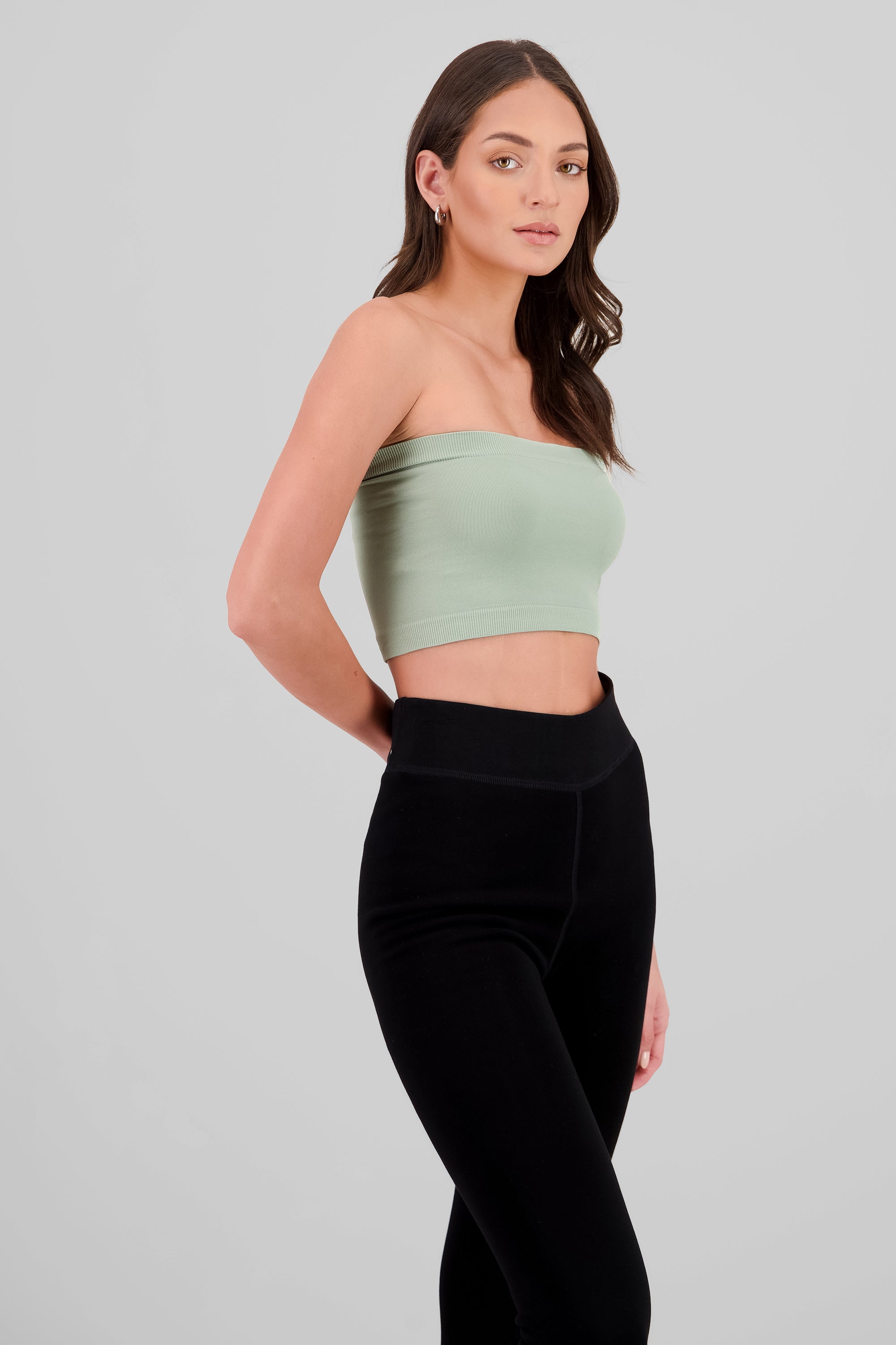 Plain Strapless Top LIGHT GREEN