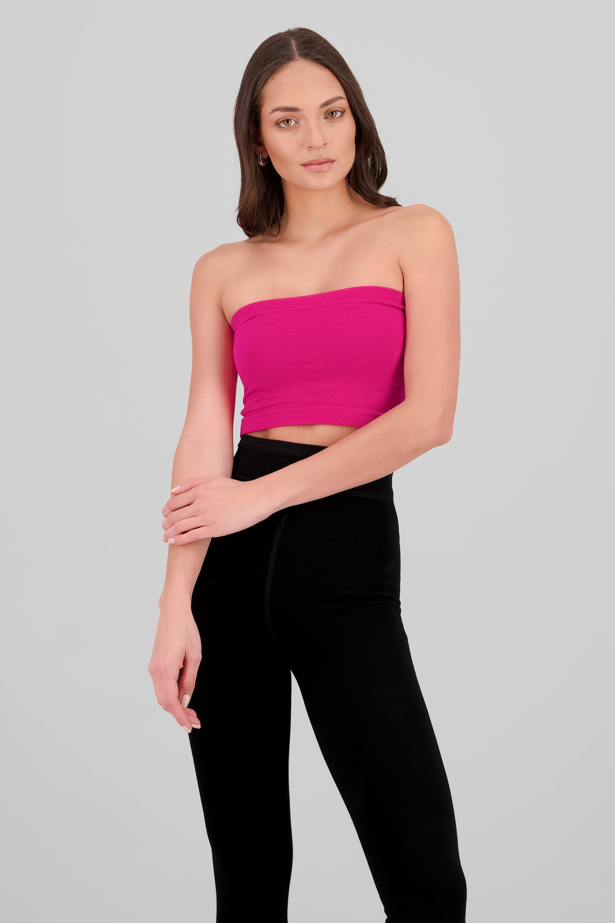 Plain Strapless Top MAGENTA