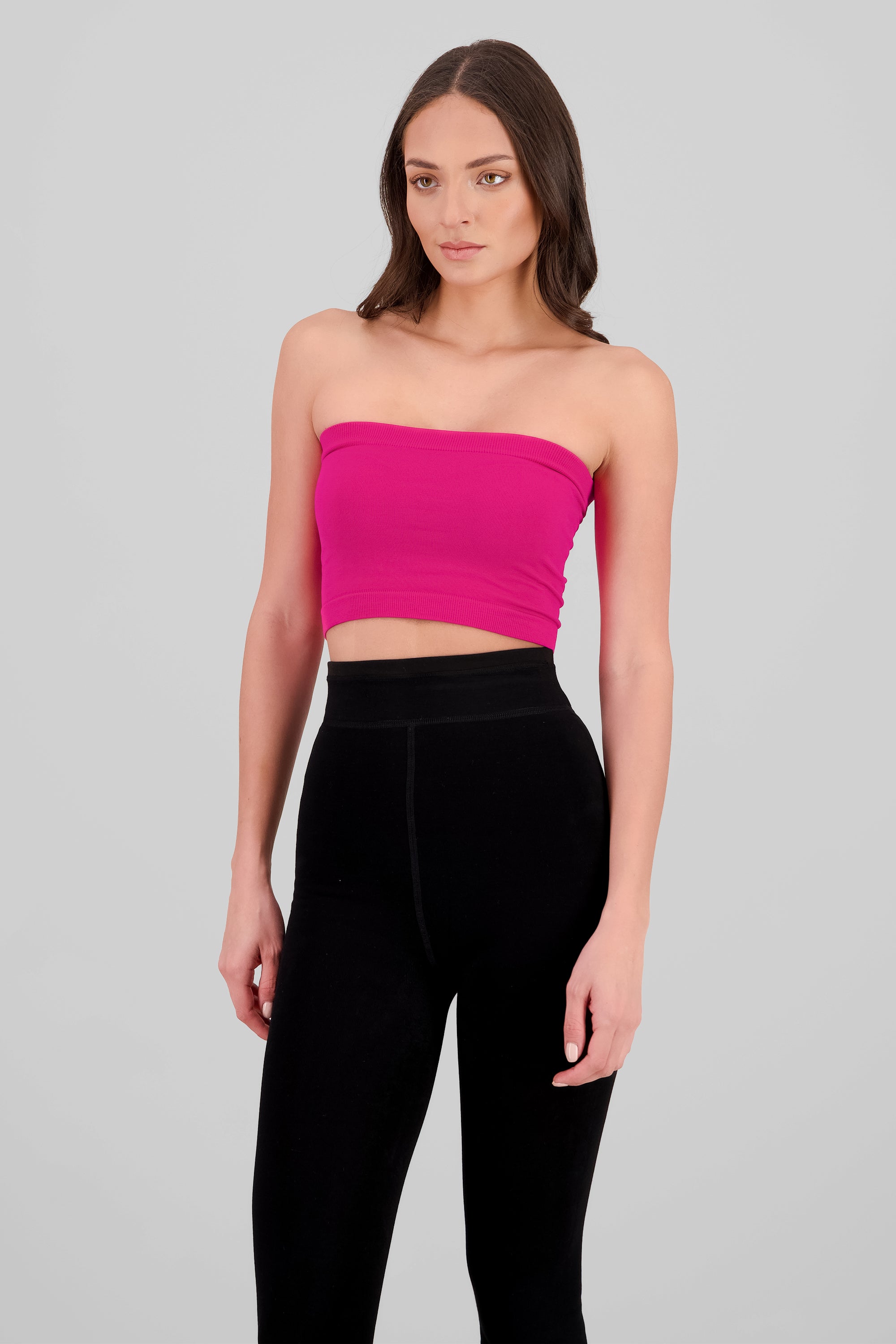 Plain Strapless Top MAGENTA