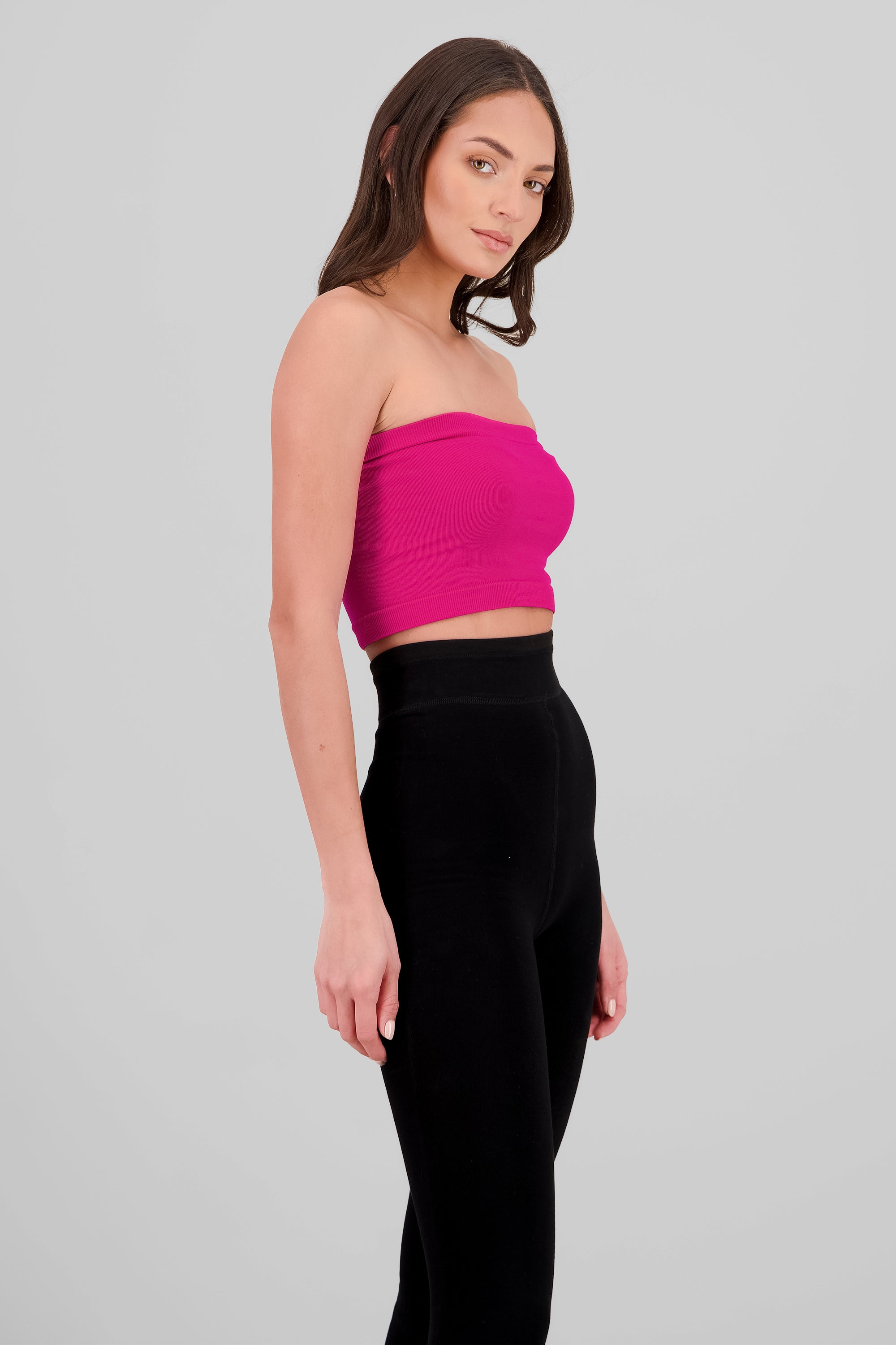 Plain Strapless Top MAGENTA