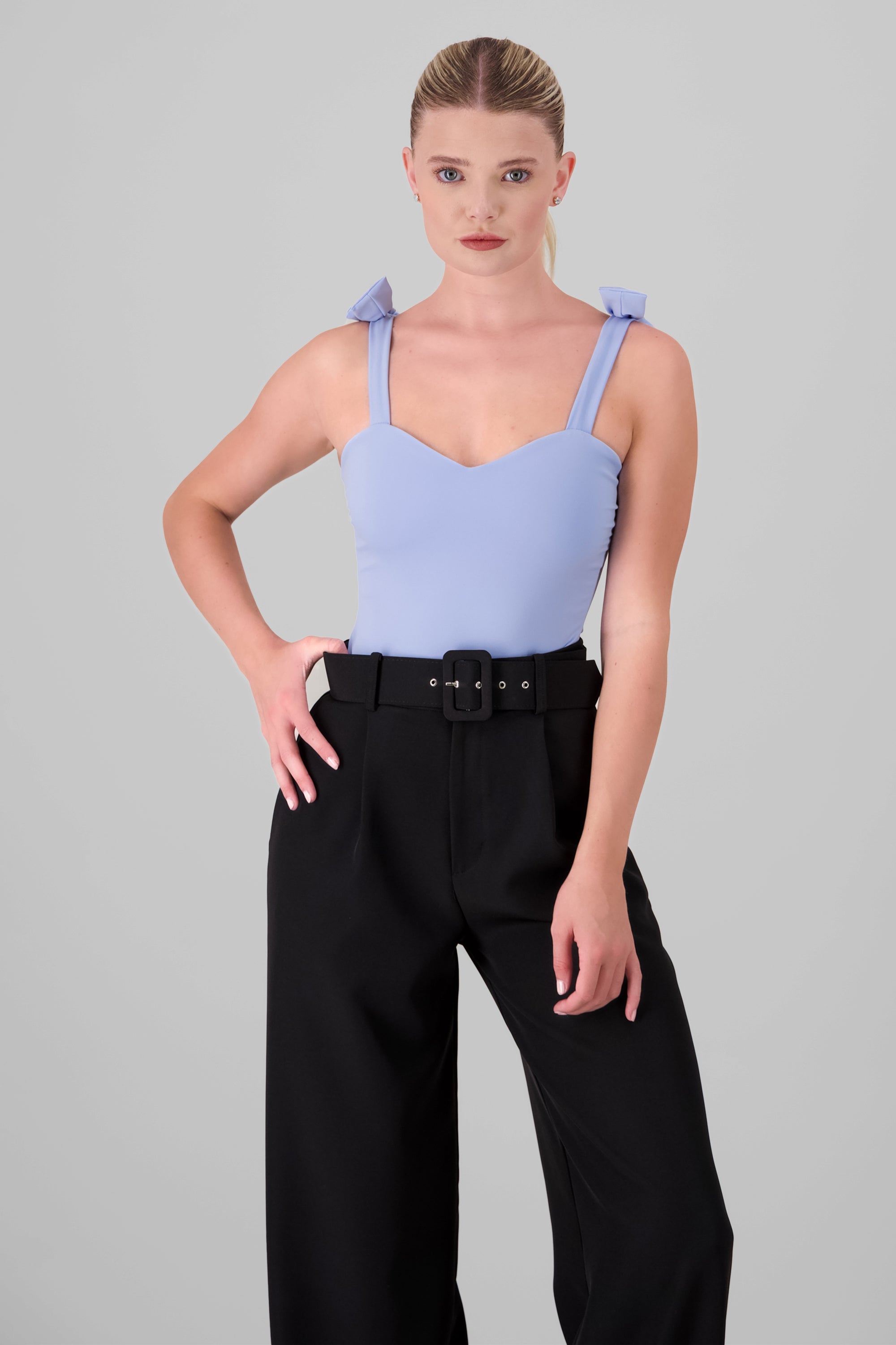 Jocelyn Bodysuit With Bow Straps SKY BLUE