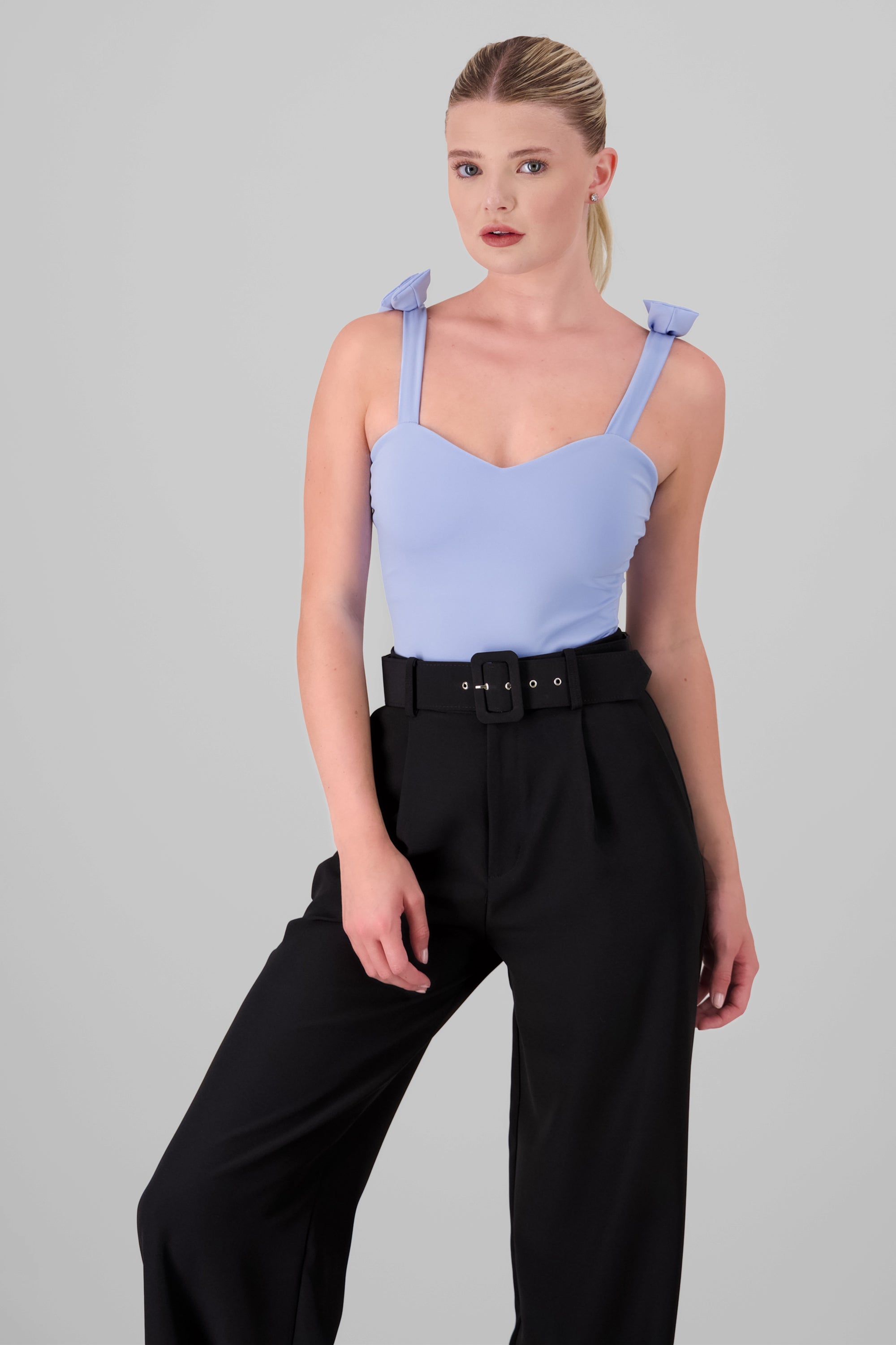 Jocelyn Bodysuit With Bow Straps SKY BLUE