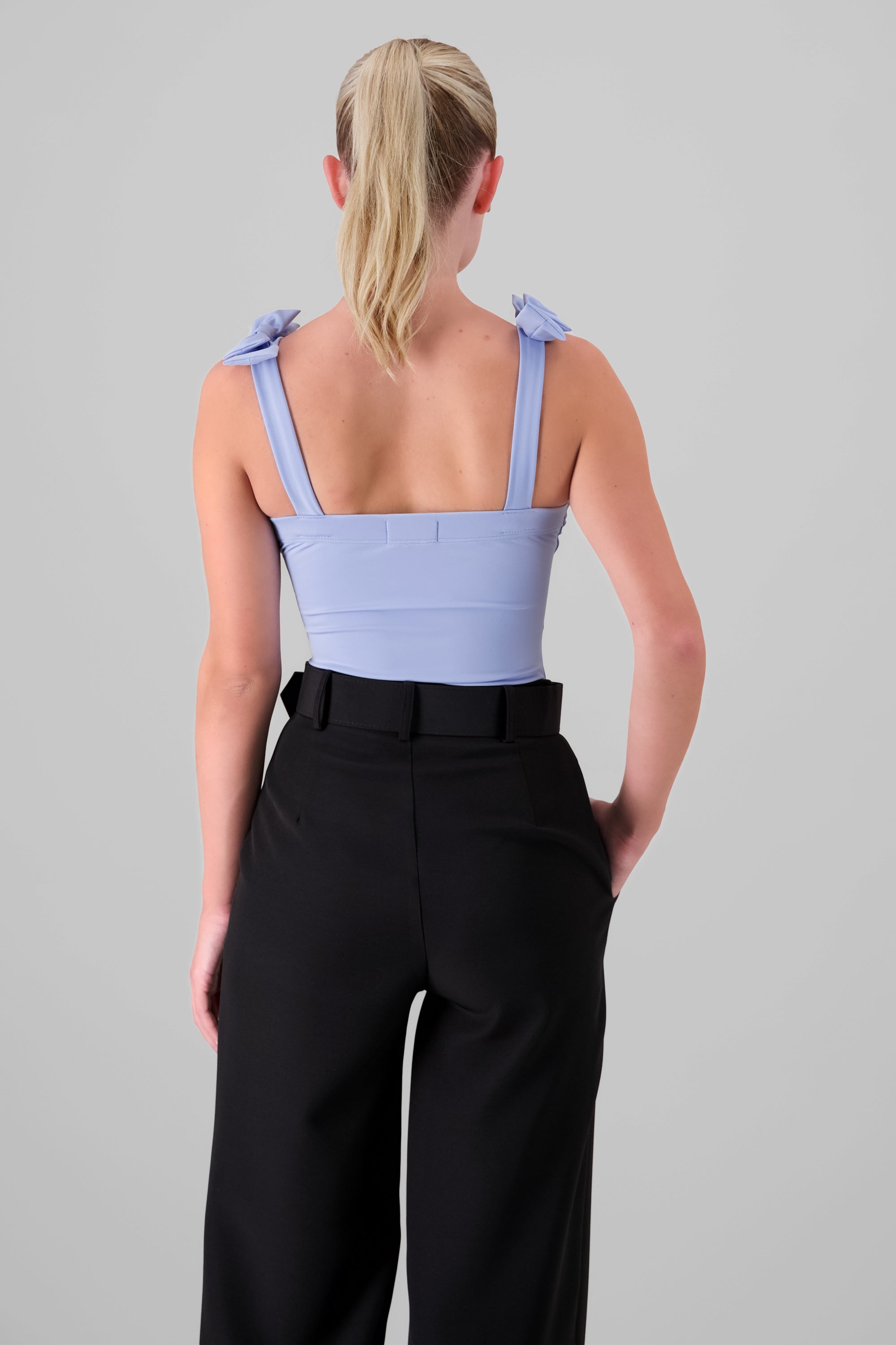 Jocelyn Bodysuit With Bow Straps SKY BLUE