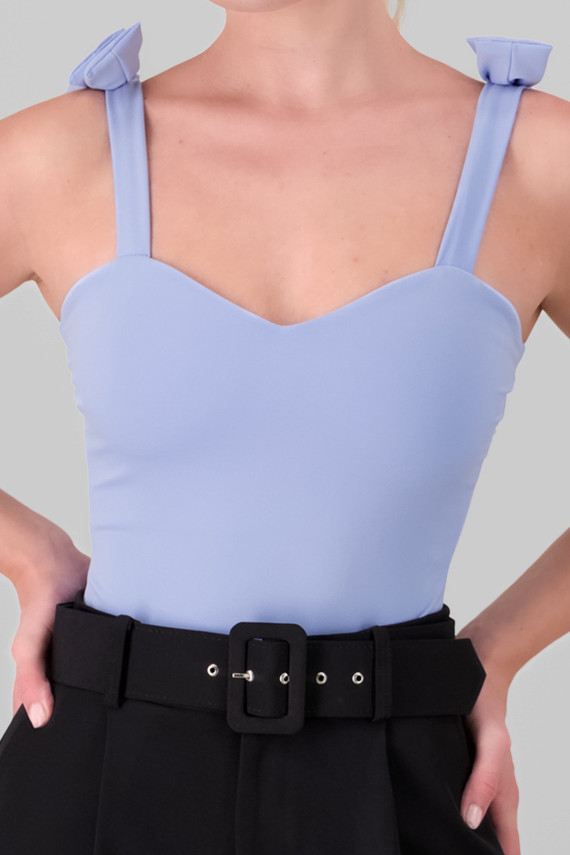 Jocelyn Bodysuit With Bow Straps SKY BLUE