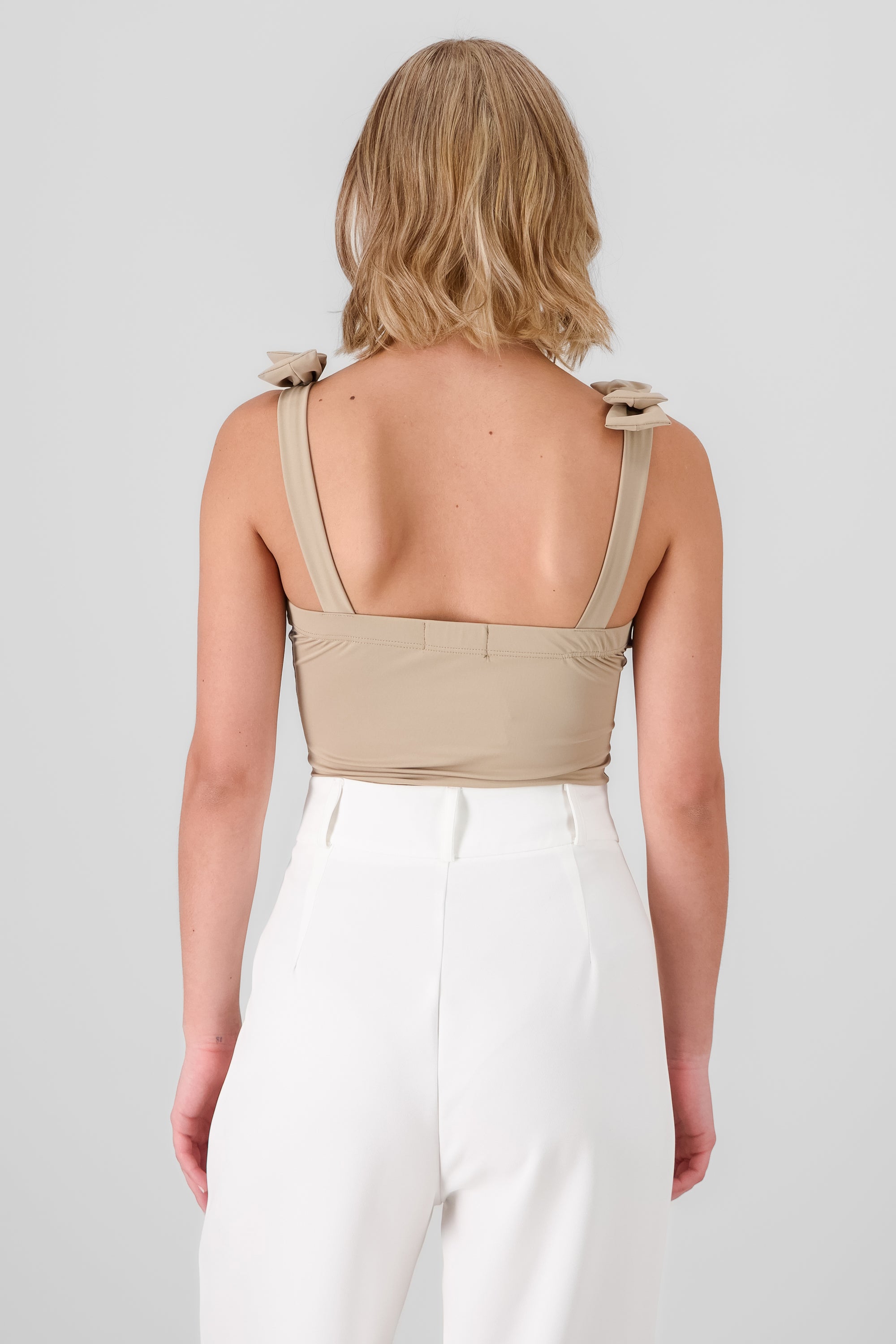 Jocelyn Bodysuit With Bow Straps TAN