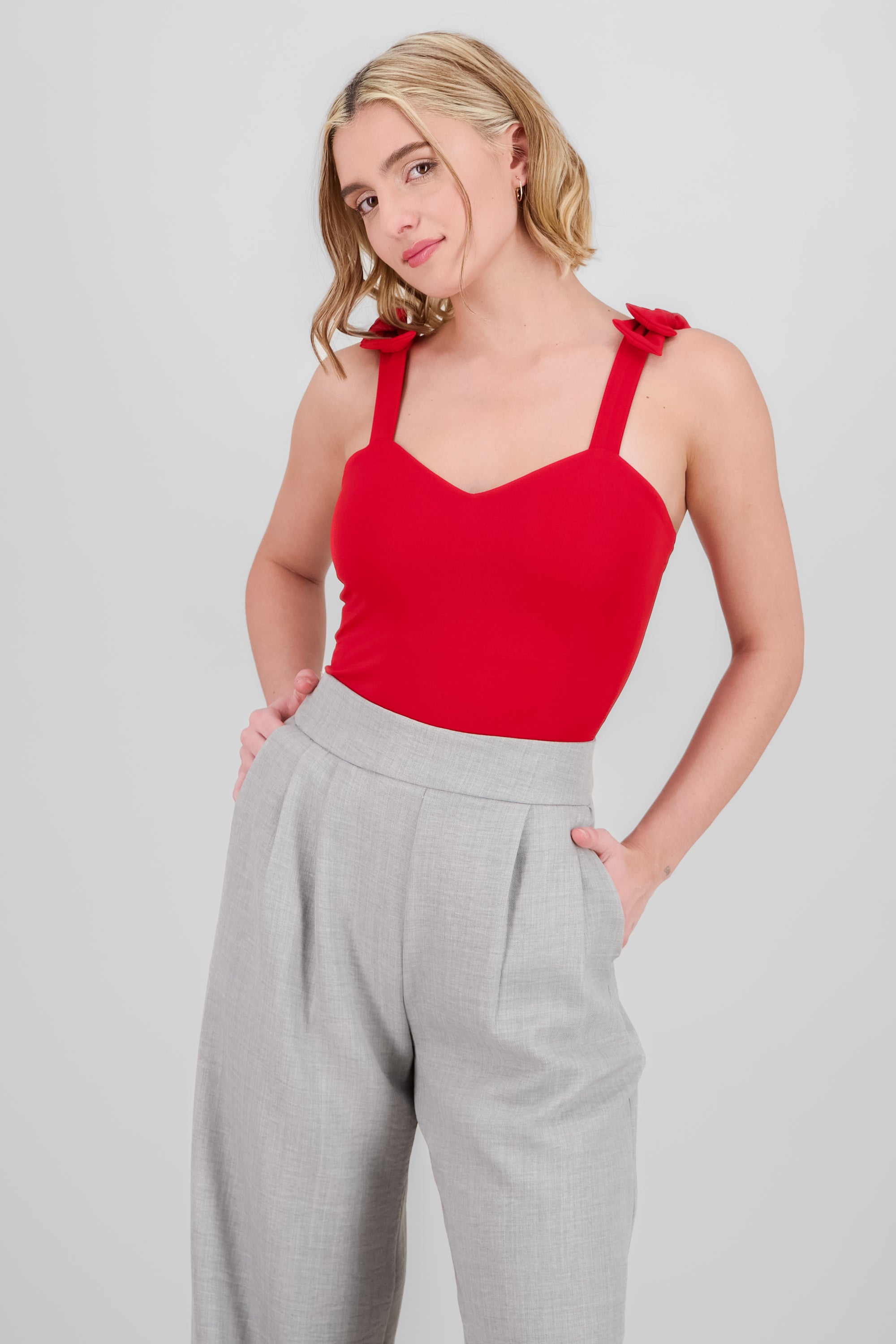 Jocelyn Bodysuit With Bow Straps RED