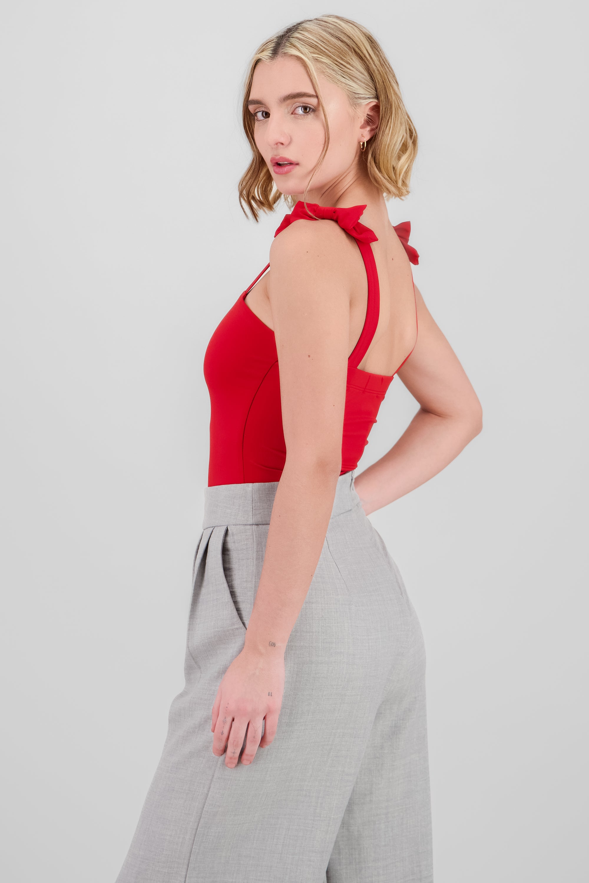 Jocelyn Bodysuit With Bow Straps RED