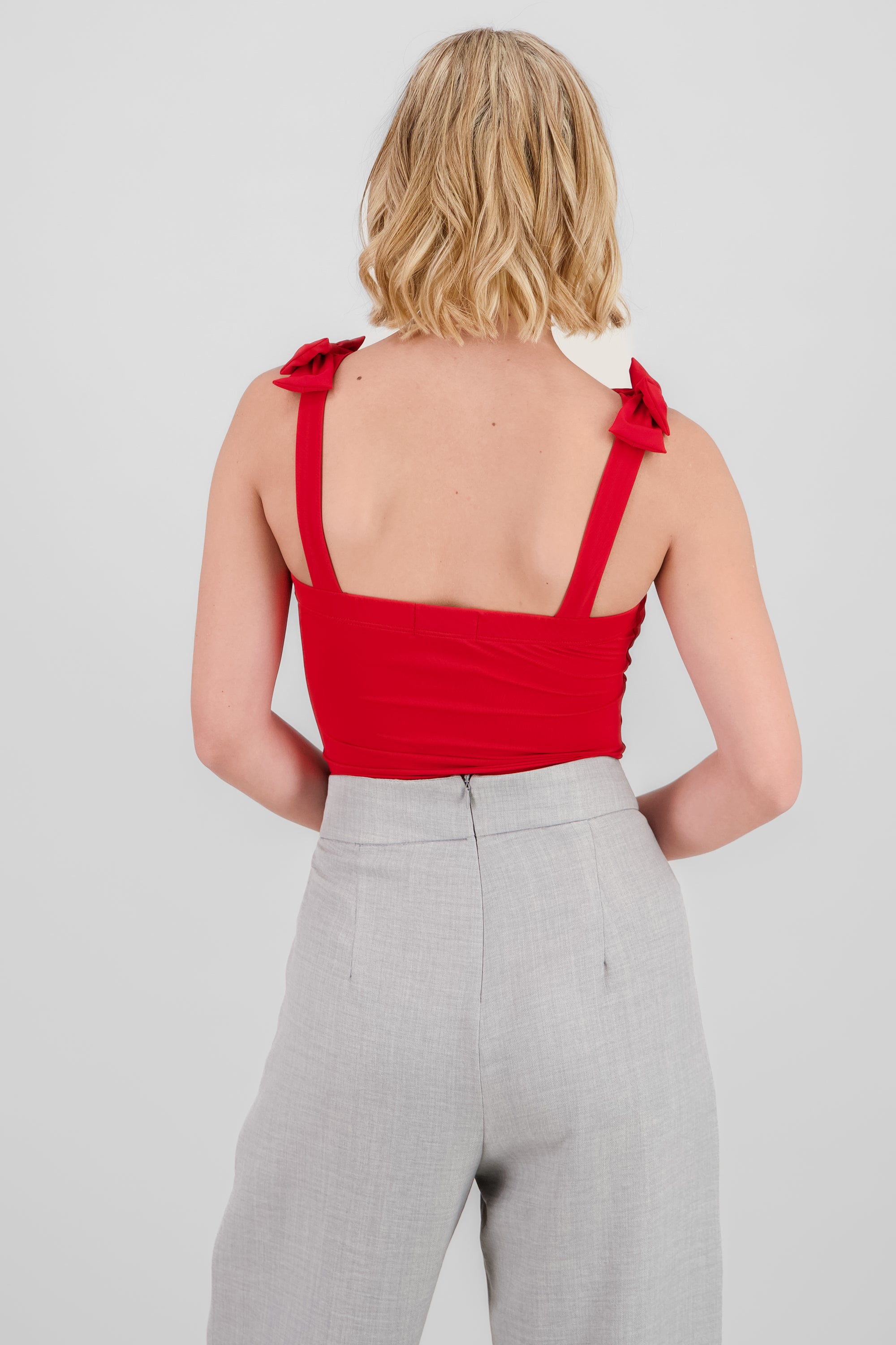 Jocelyn Bodysuit With Bow Straps RED