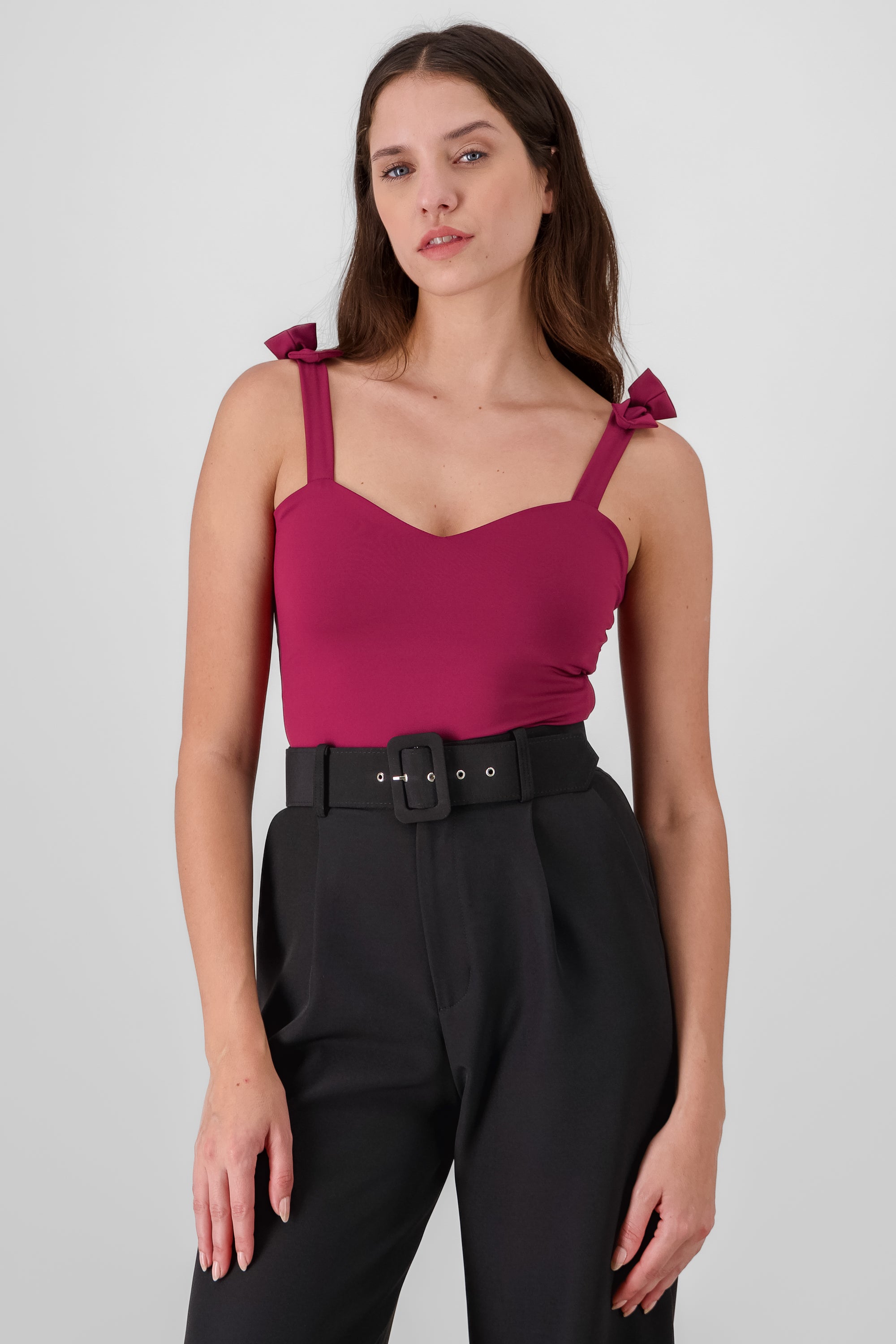 Jocelyn Bodysuit With Bow Straps BURGUNDY