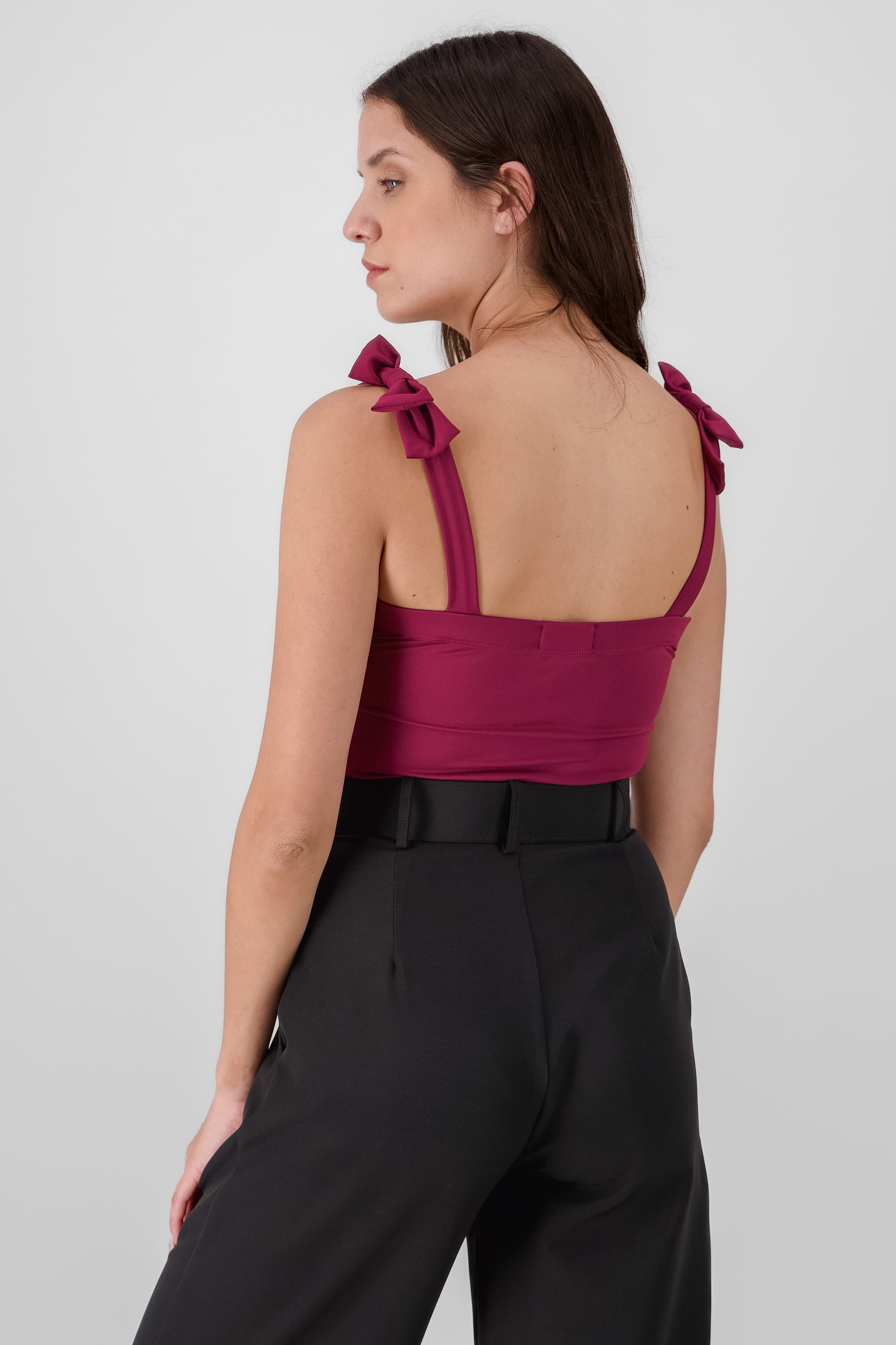 Jocelyn Bodysuit With Bow Straps BURGUNDY