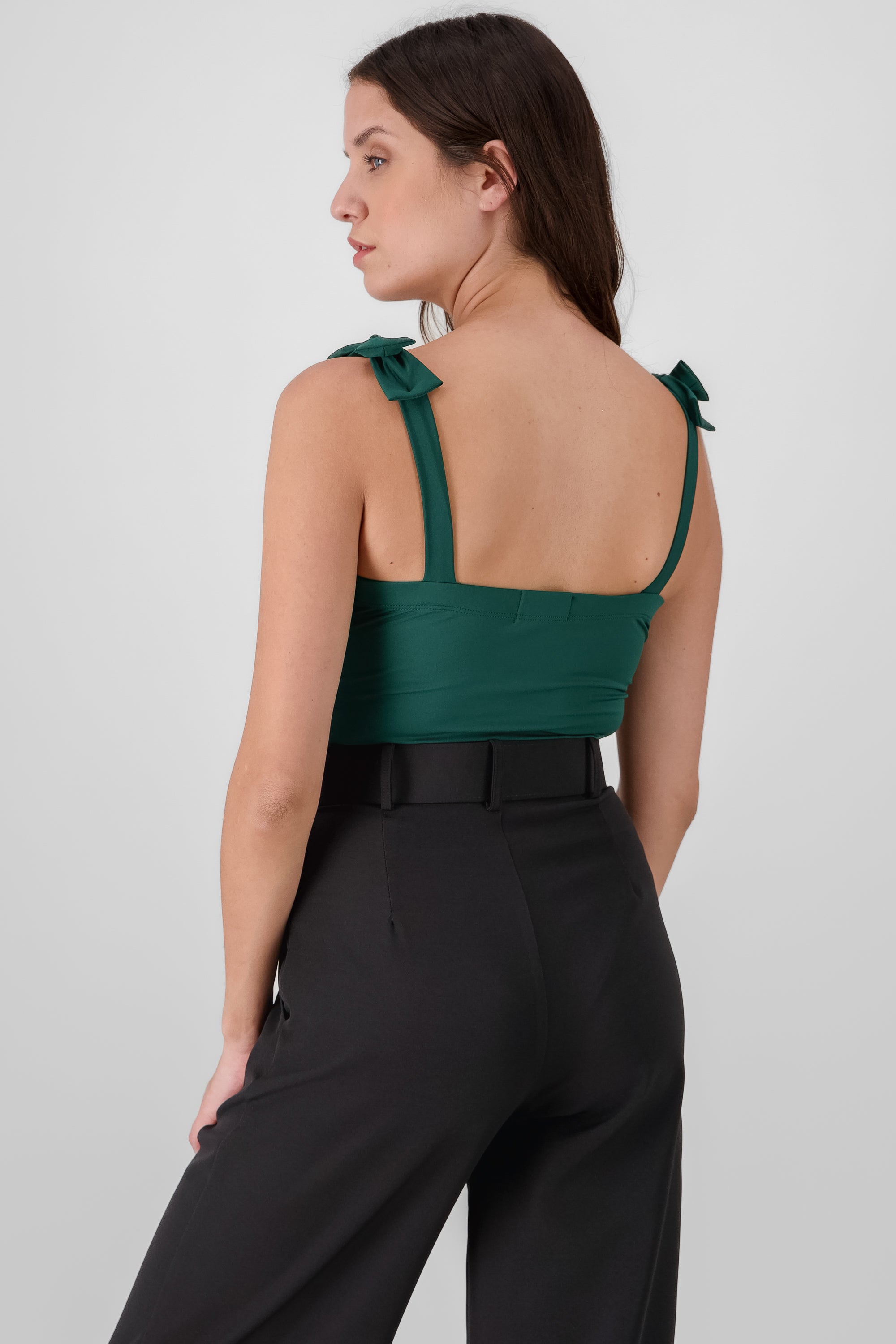 Jocelyn Bodysuit With Bow Straps FOREST GREEN