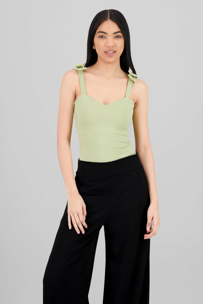 Jocelyn Bodysuit With Bow Straps SAGE