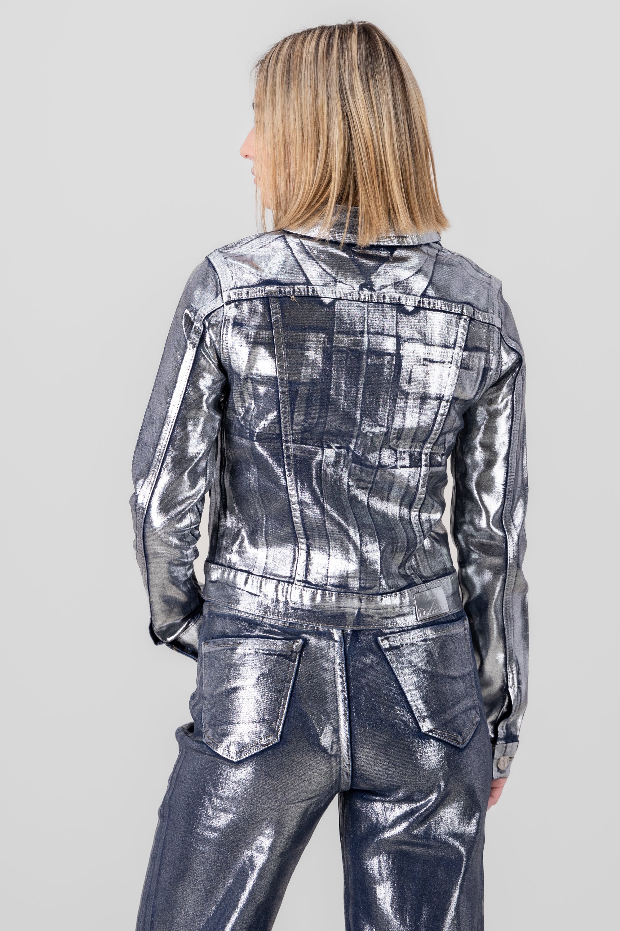 Detail Foil Denim Jacket SILVER