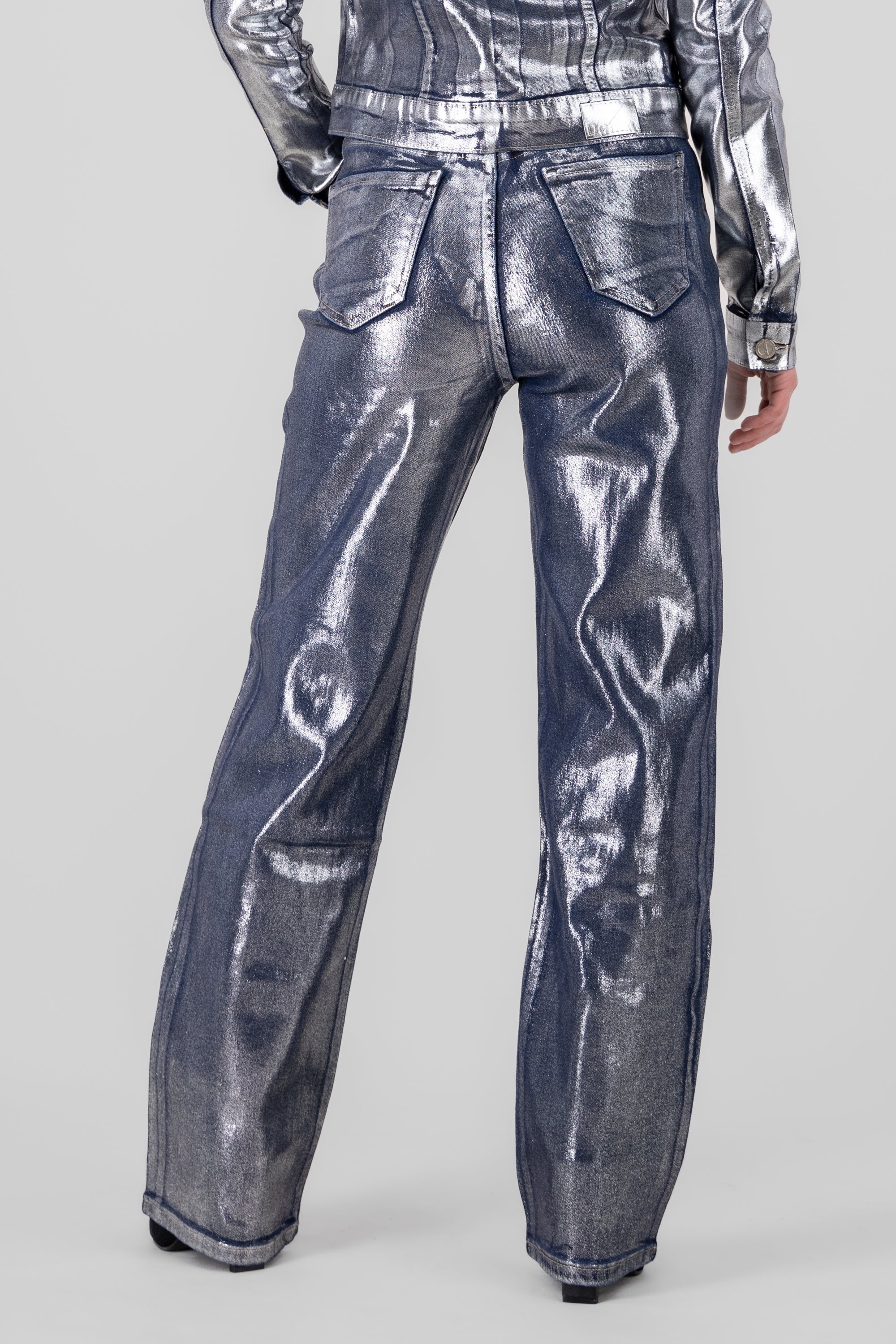 Straight Foil Jeans SILVER