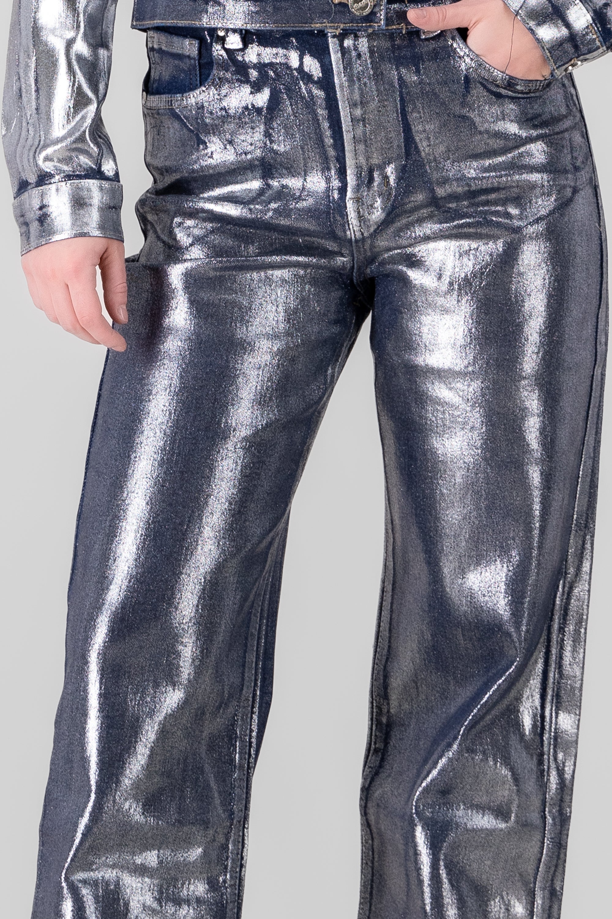 Straight Foil Jeans SILVER