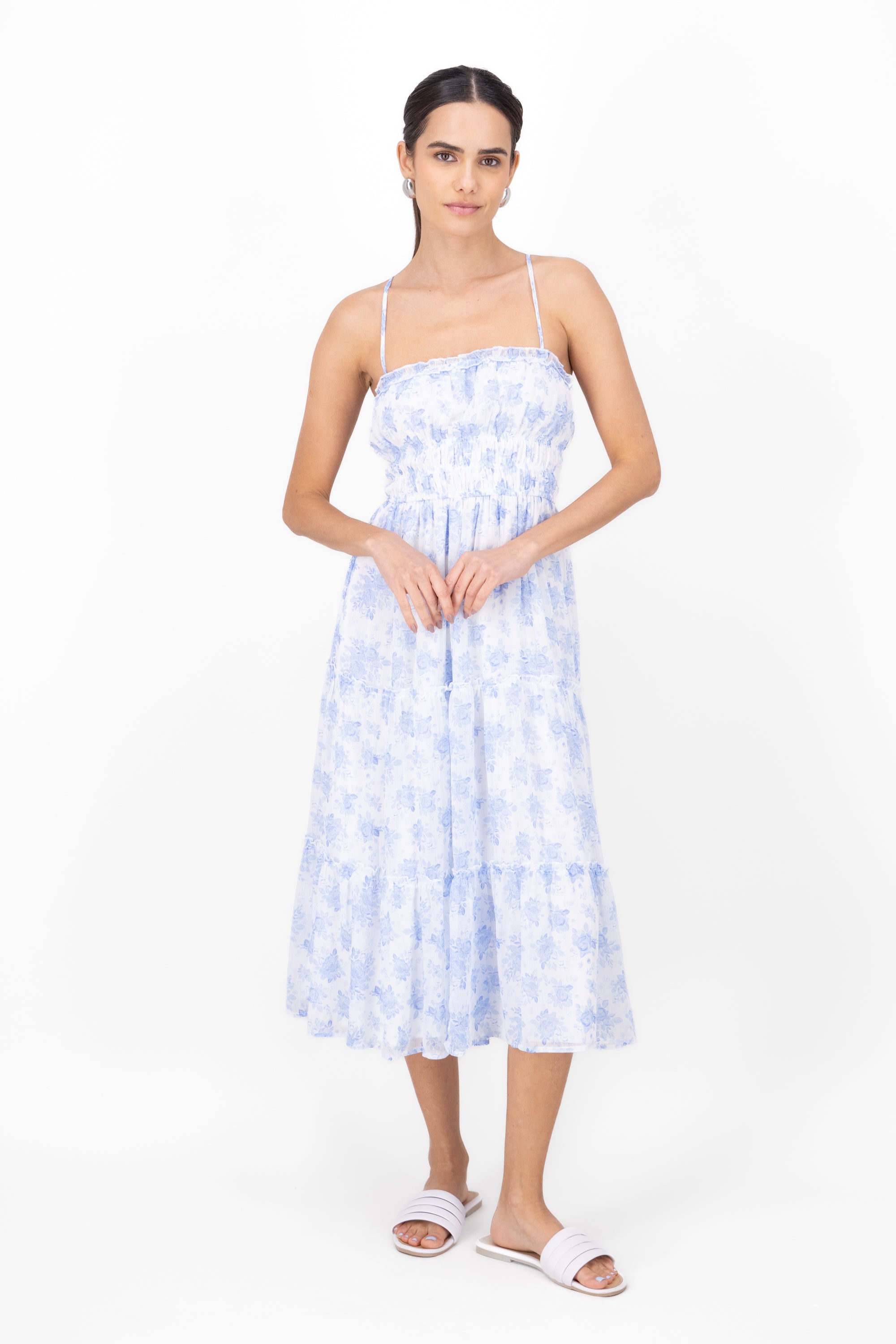 Zoe Flower Midi Dress BLUE COMBO