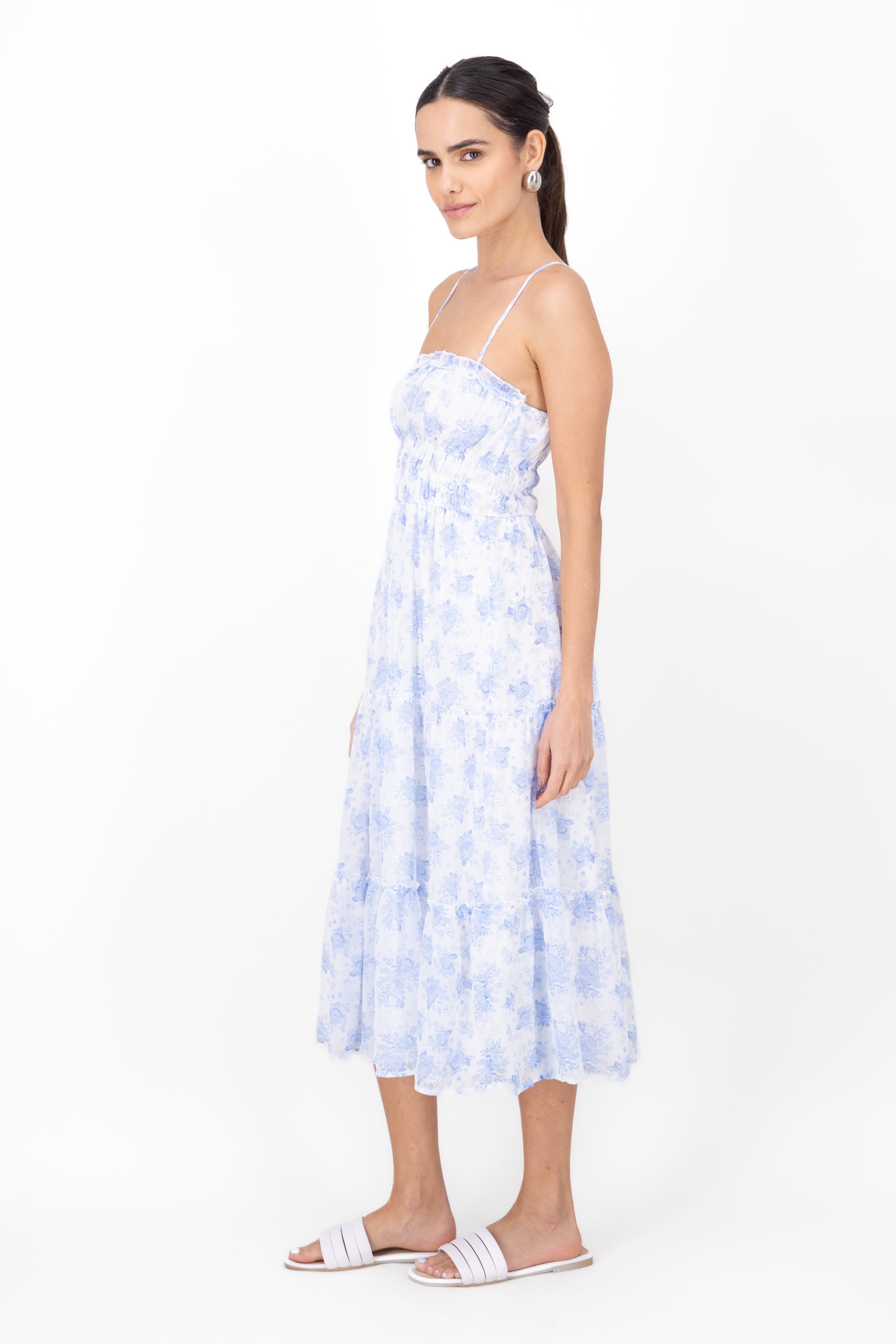 Zoe Flower Midi Dress BLUE COMBO