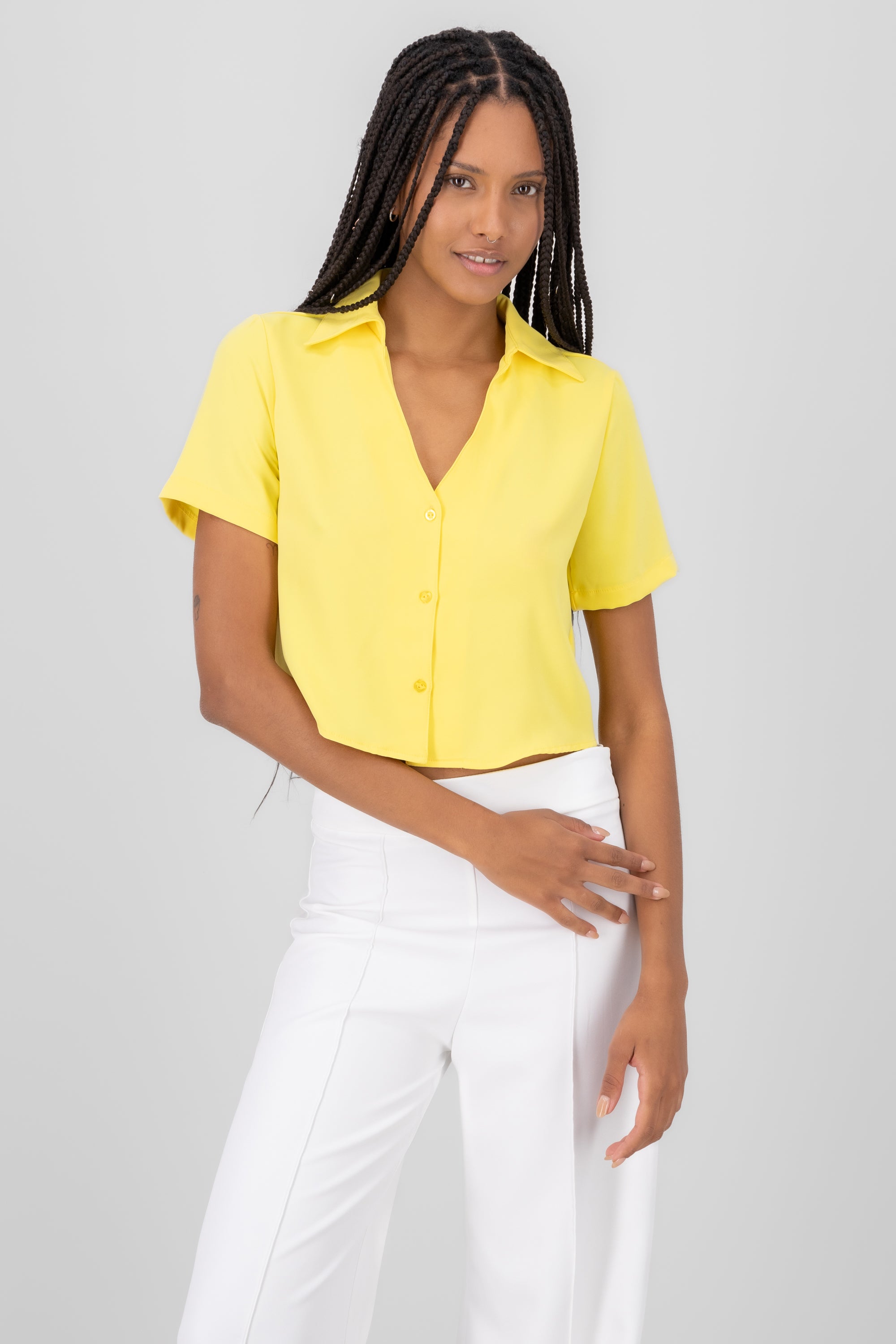 Short Sleeve Button Shirt YELLOW