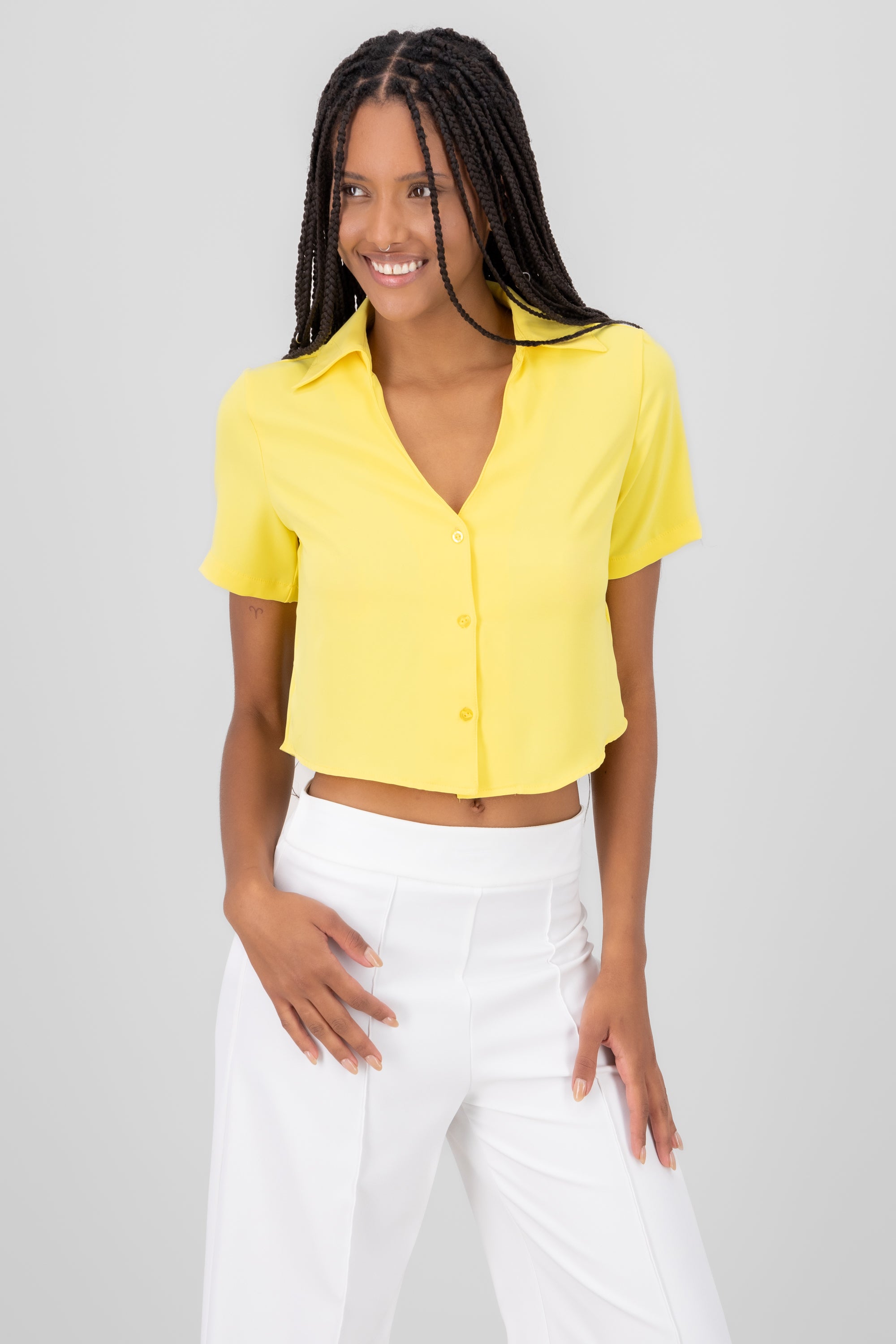 Short Sleeve Button Shirt YELLOW