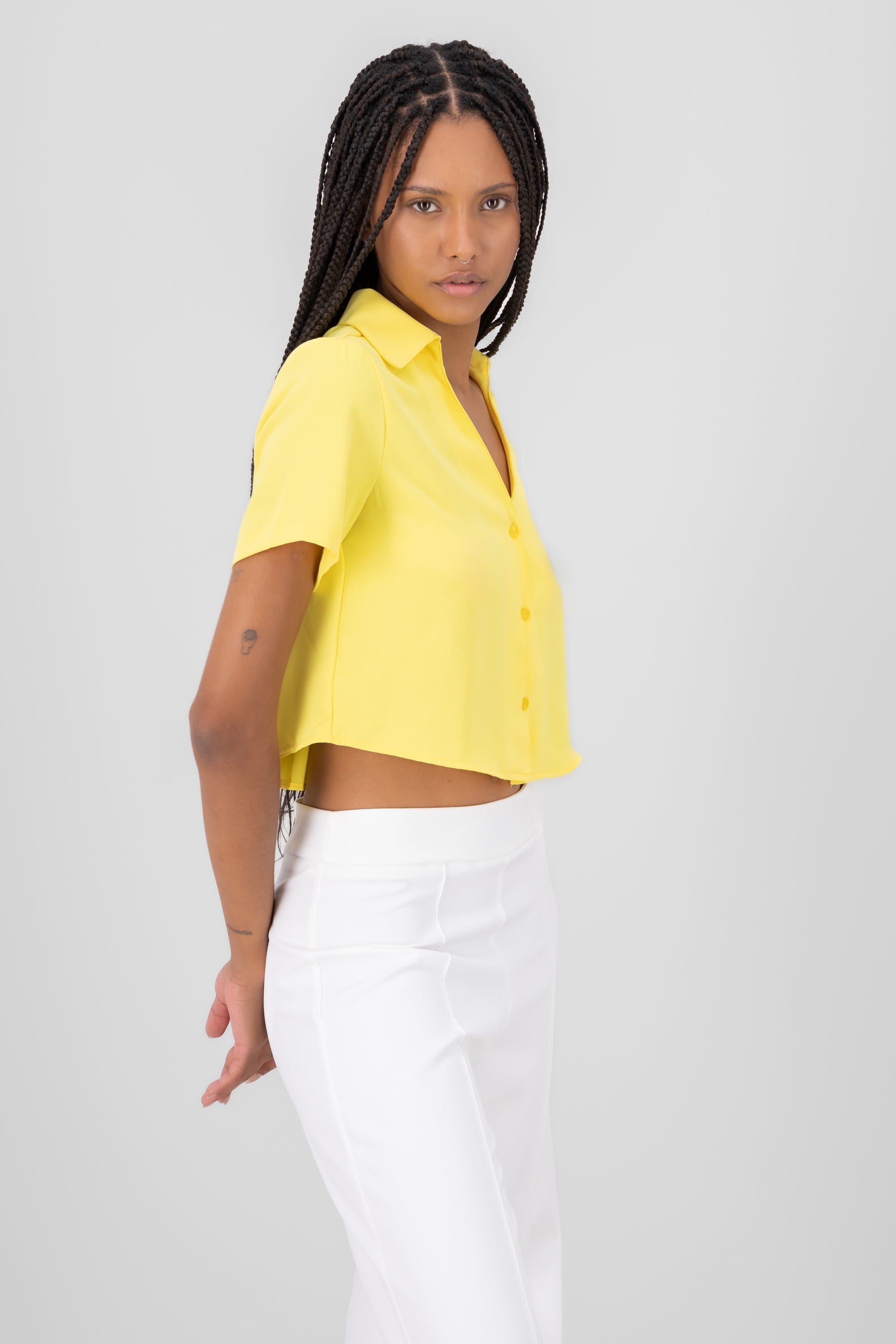 Short Sleeve Button Shirt YELLOW