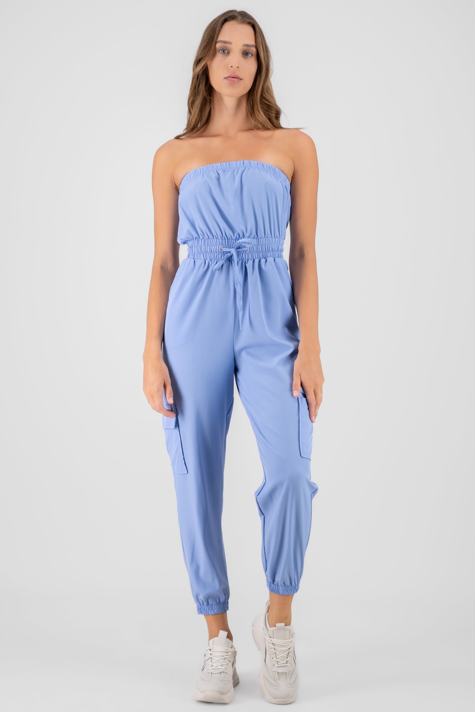 Strapless Cargo Jumpsuit SKY BLUE