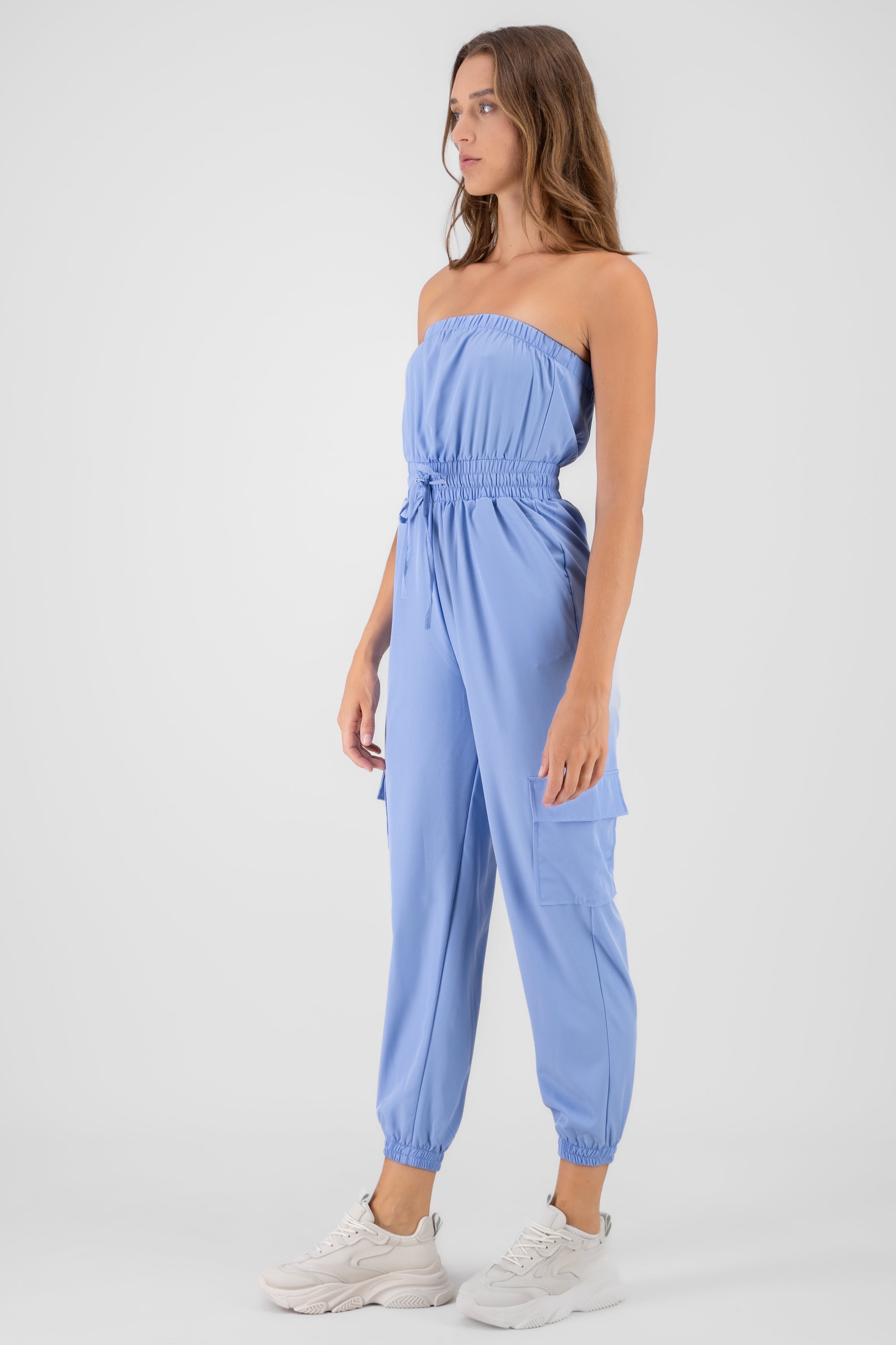 Strapless Cargo Jumpsuit SKY BLUE