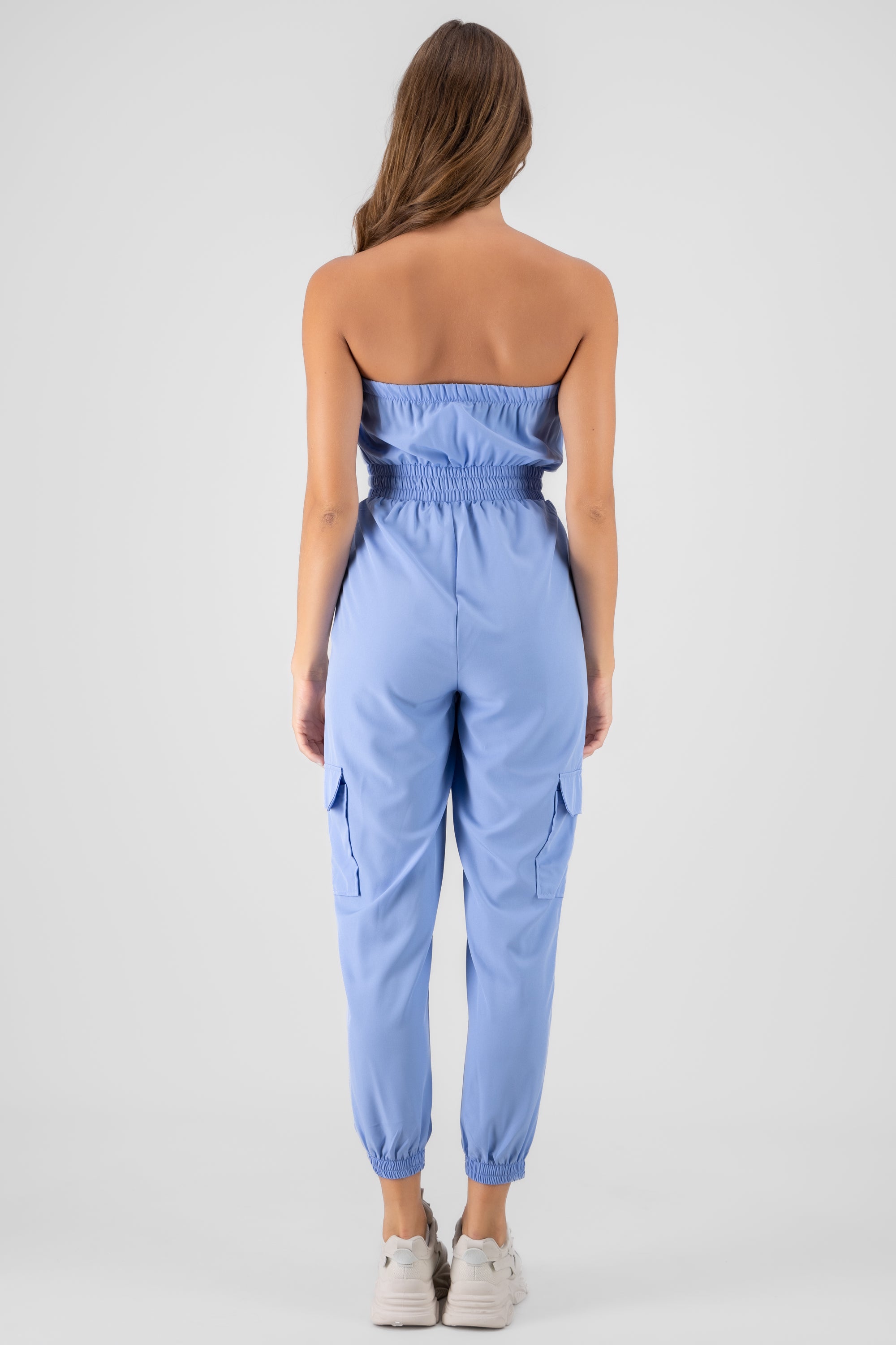 Strapless Cargo Jumpsuit SKY BLUE