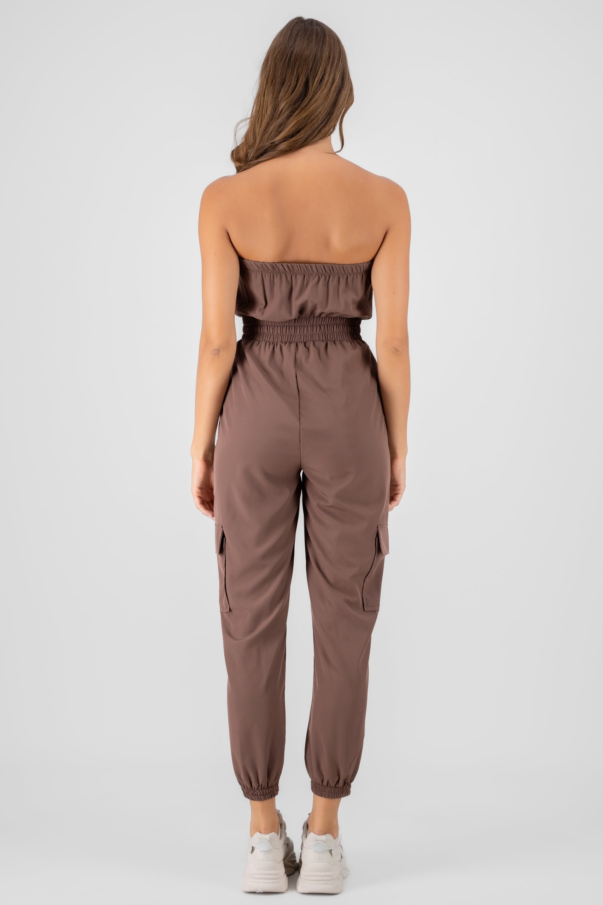 Strapless Cargo Jumpsuit BROWN