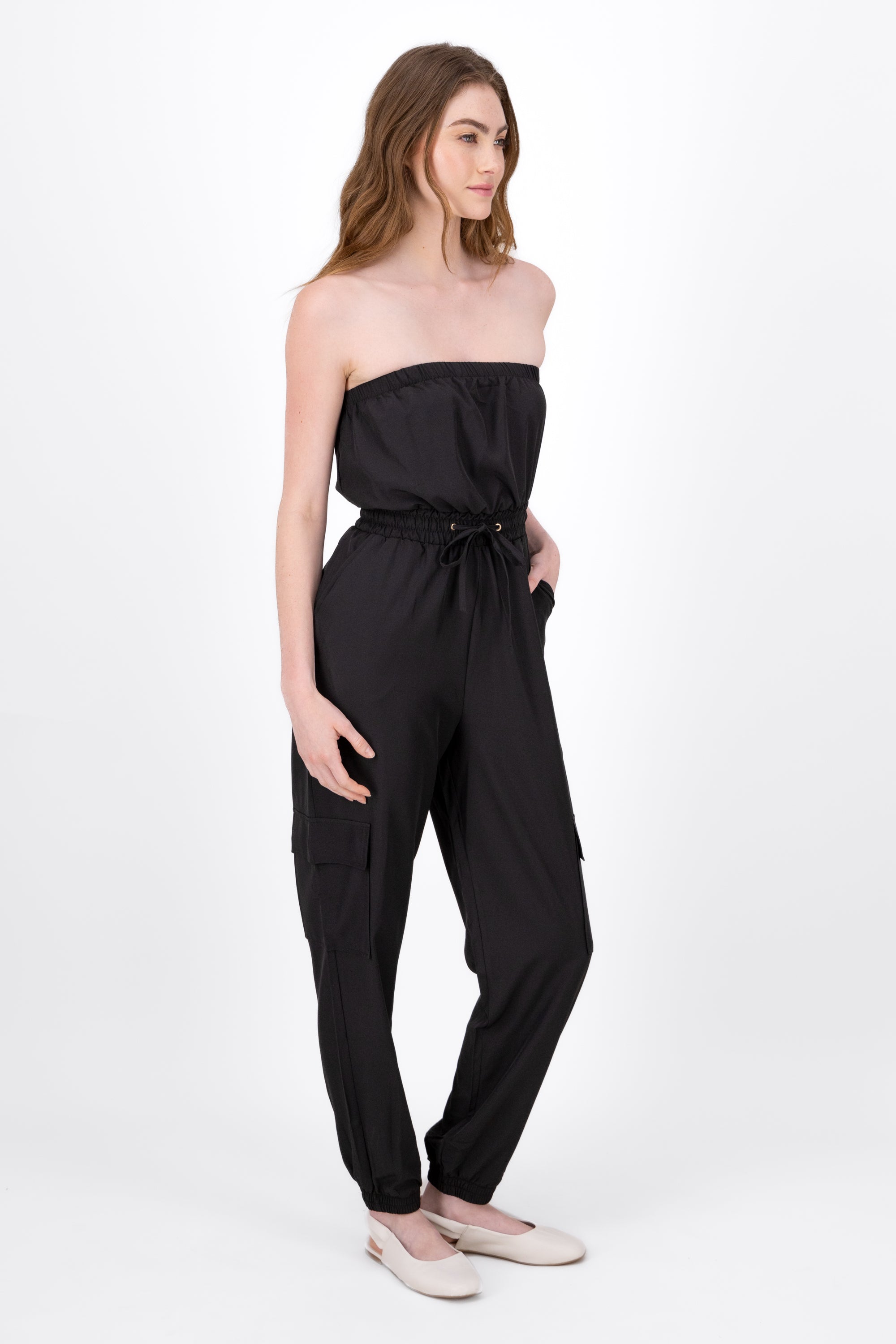 Strapless Cargo Jumpsuit BLACK