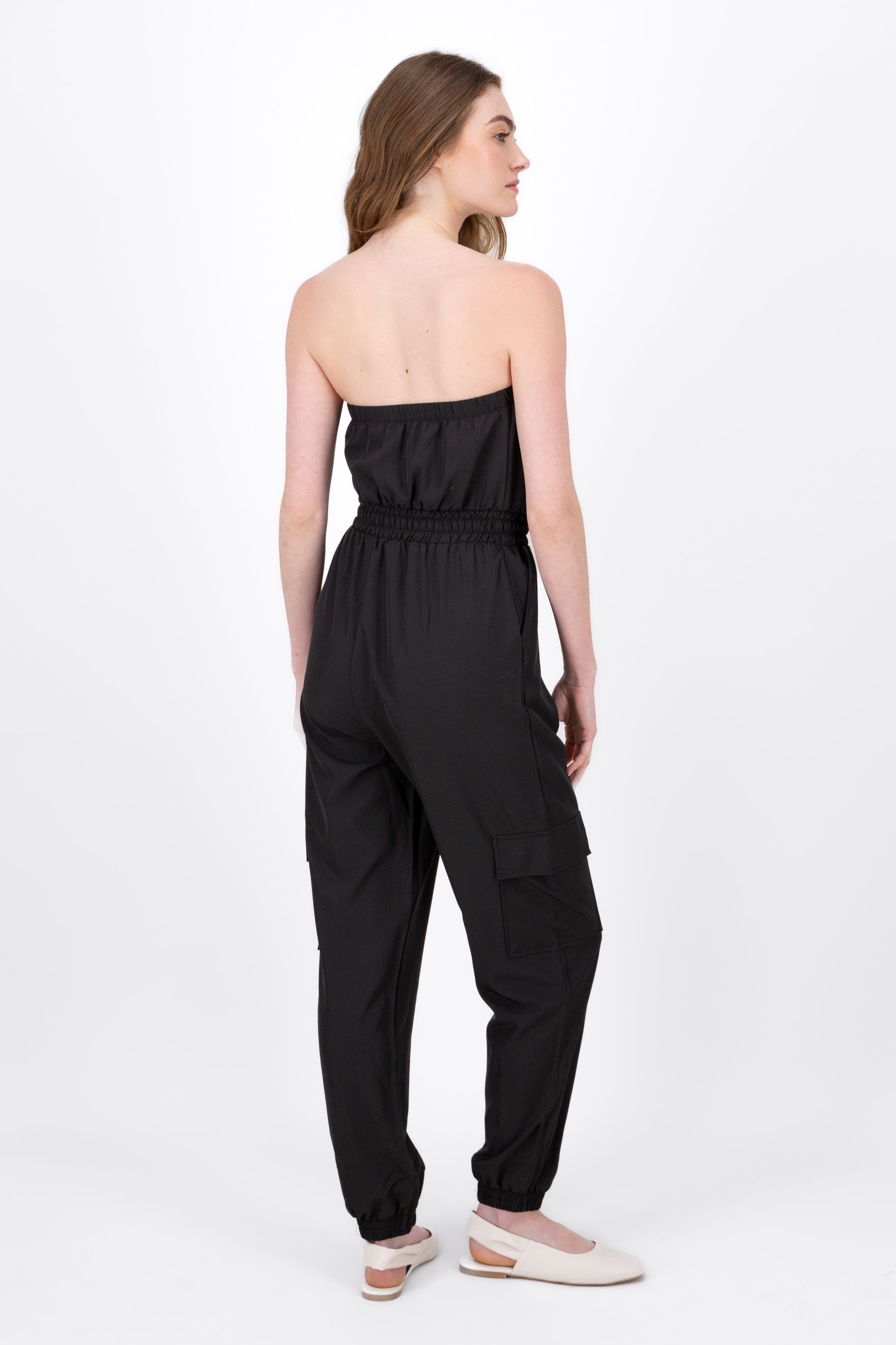 Strapless Cargo Jumpsuit BLACK