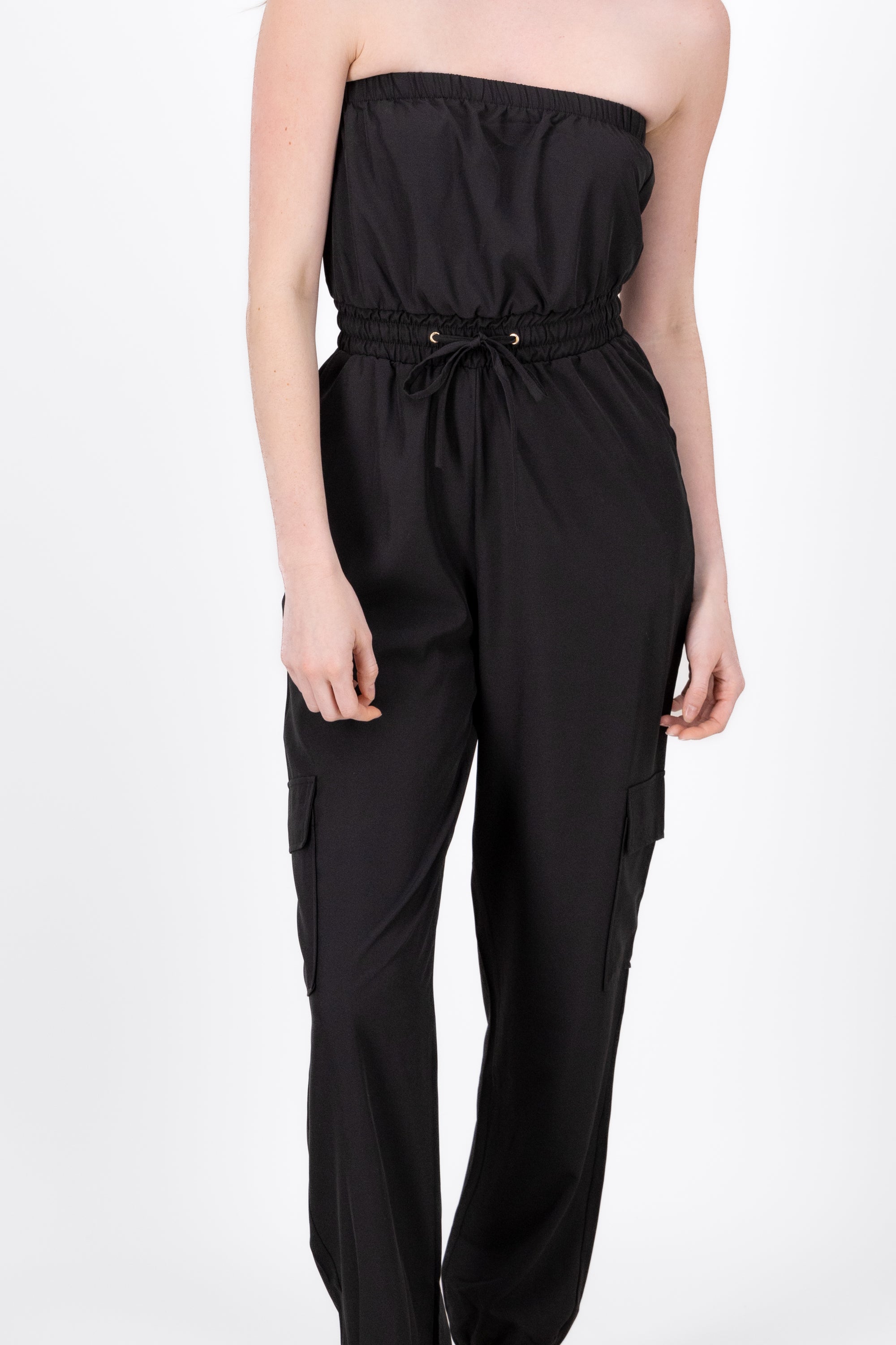 Strapless Cargo Jumpsuit BLACK