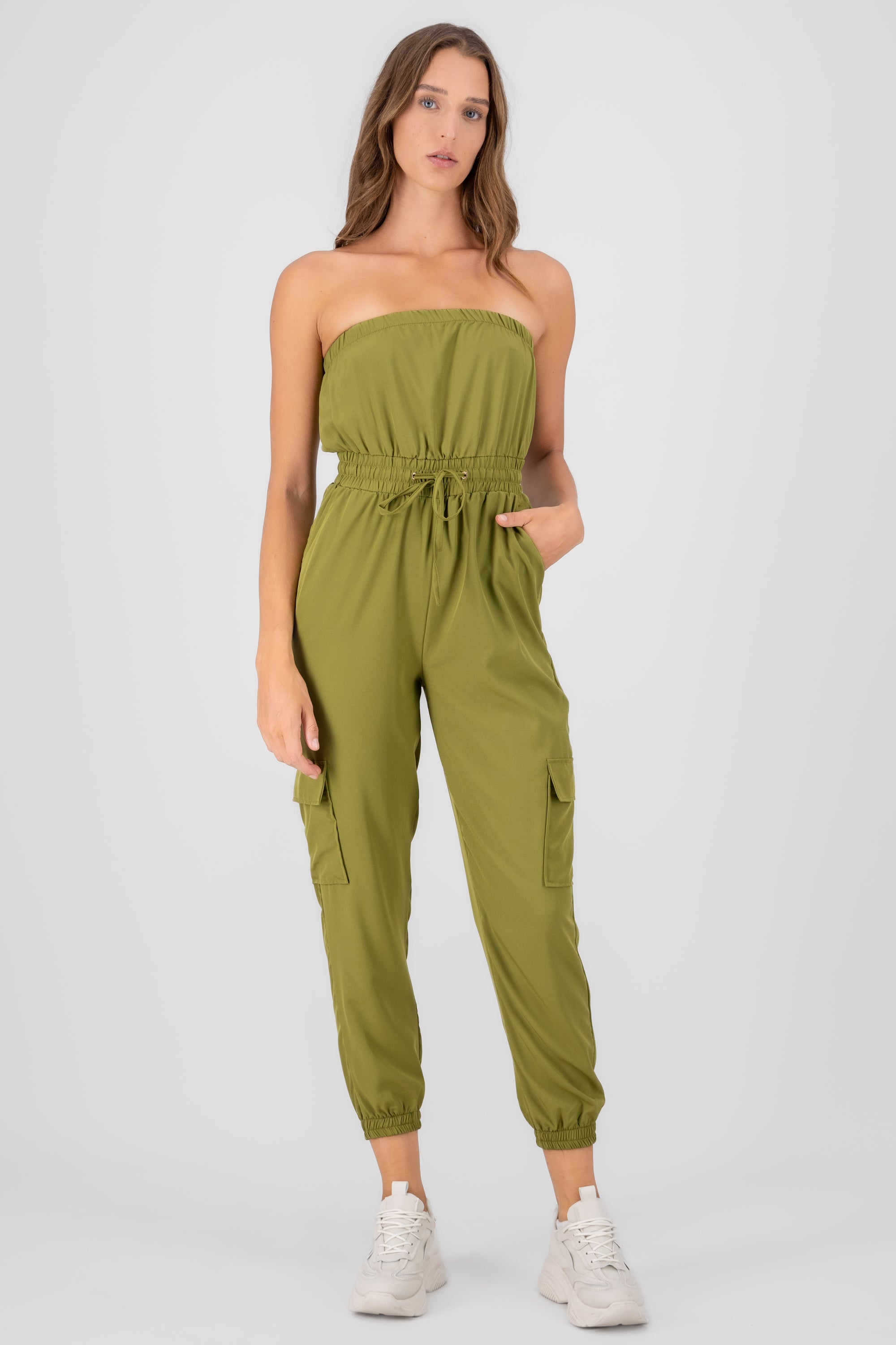 Strapless Cargo Jumpsuit GREEN