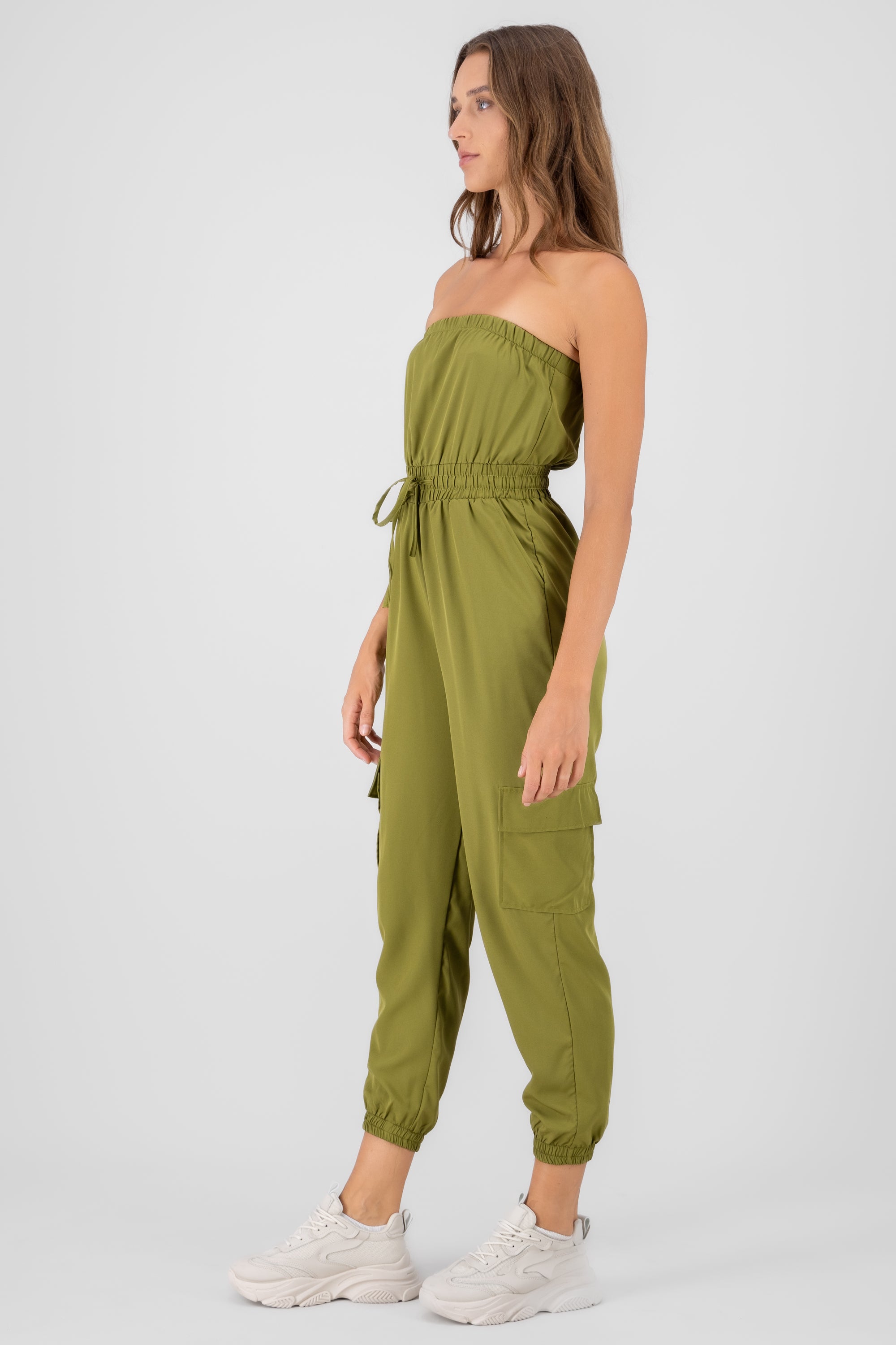 Strapless Cargo Jumpsuit GREEN