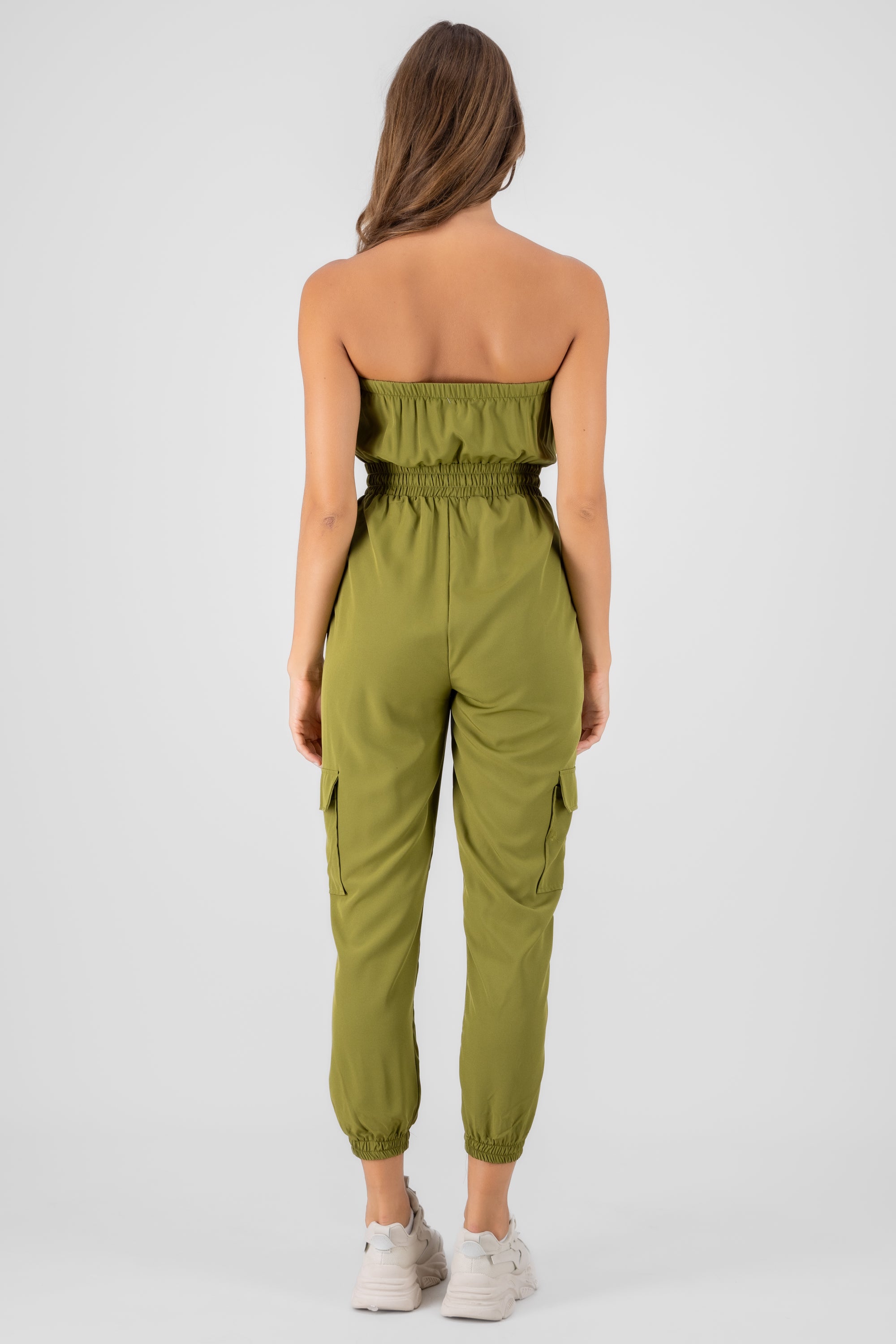 Strapless Cargo Jumpsuit GREEN