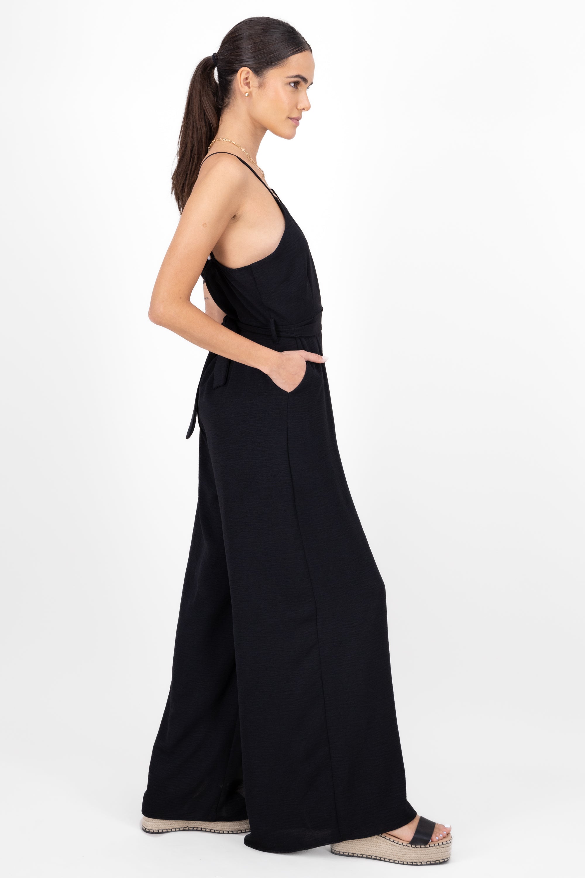 Zoe VNeck Jumpsuit BLACK