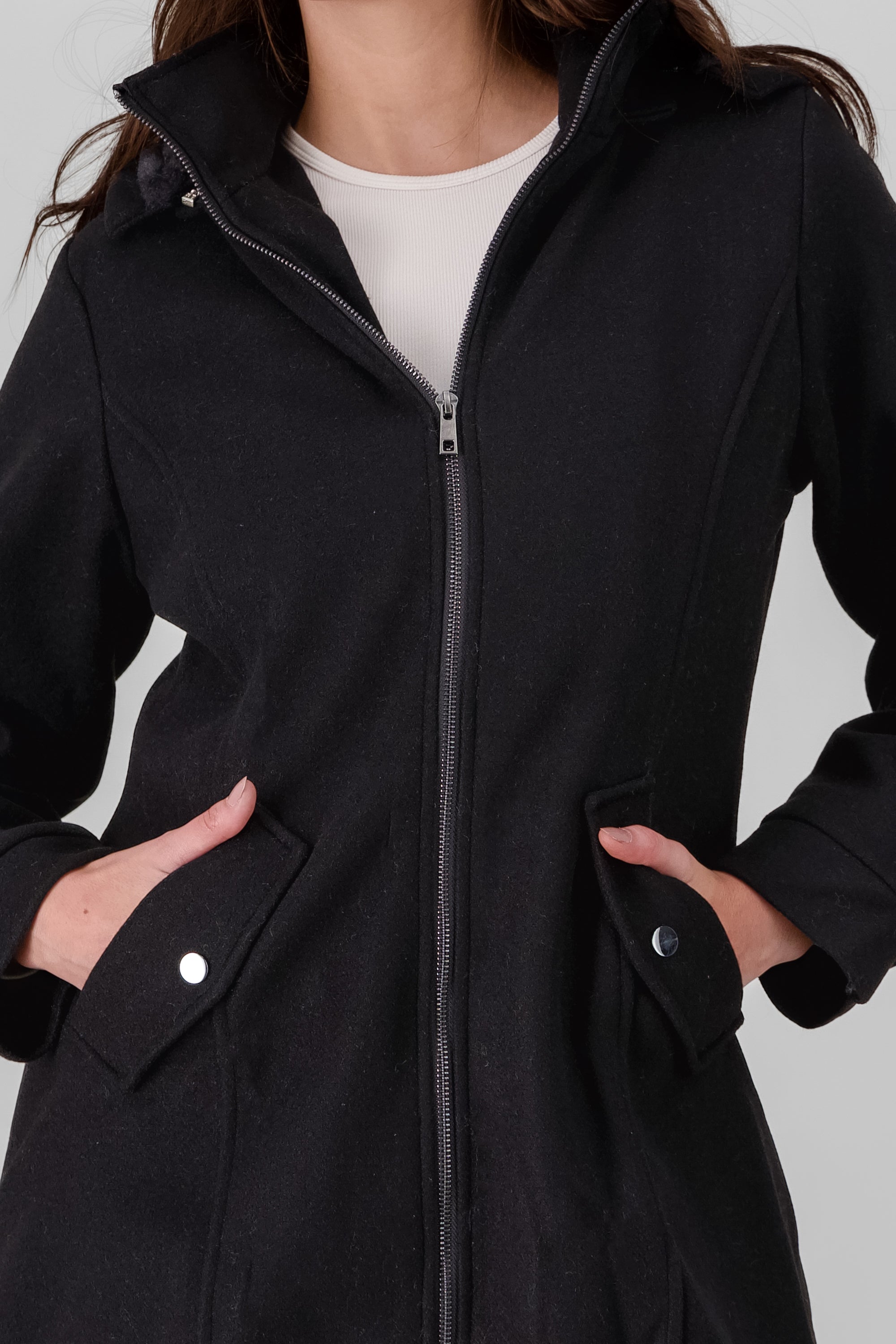 Coat Zipper Detail BLACK