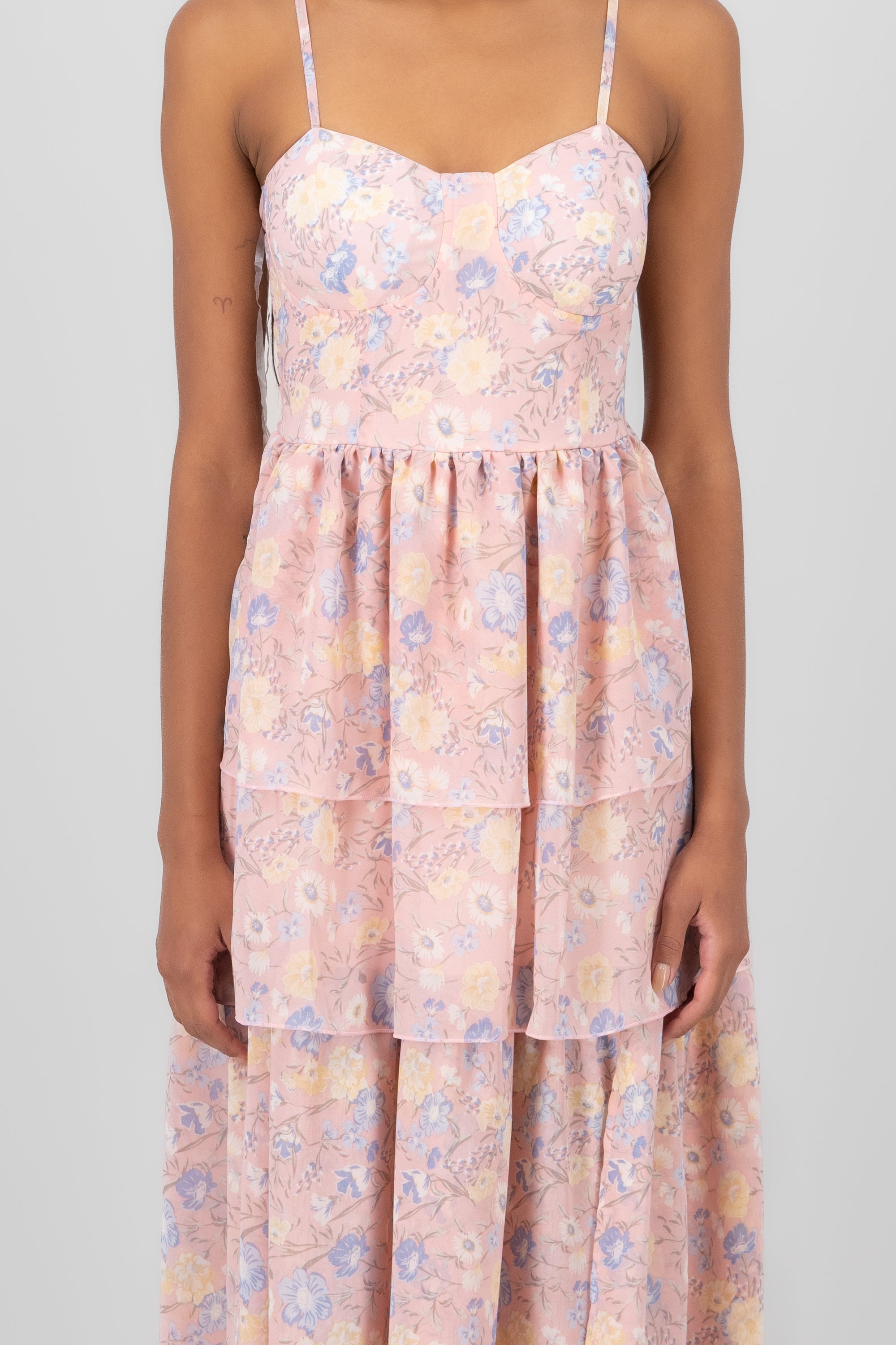 Floral Garden' Ruffled Maxi Dress BLUSH