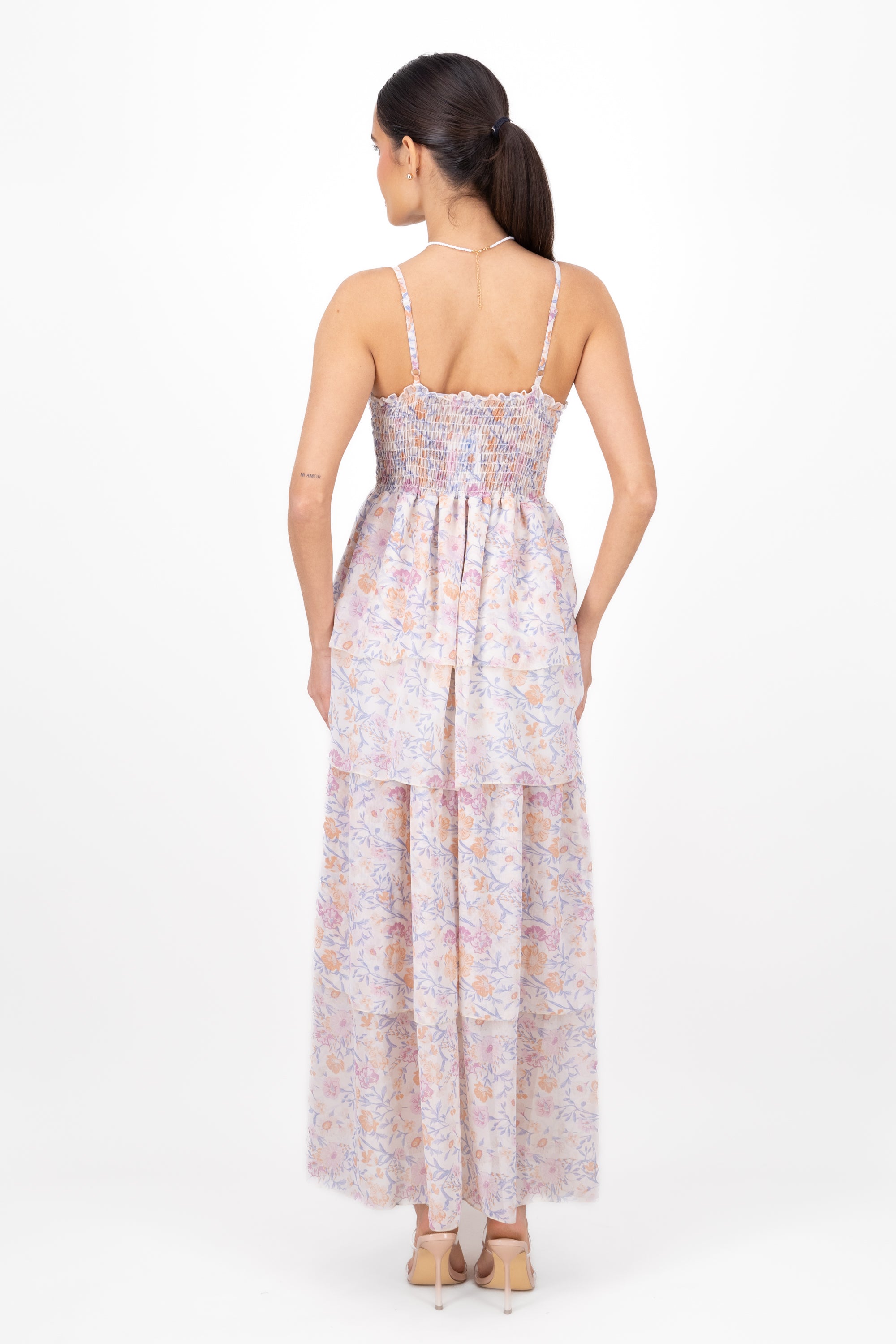 Floral Garden' Ruffled Maxi Dress PINK COMBO