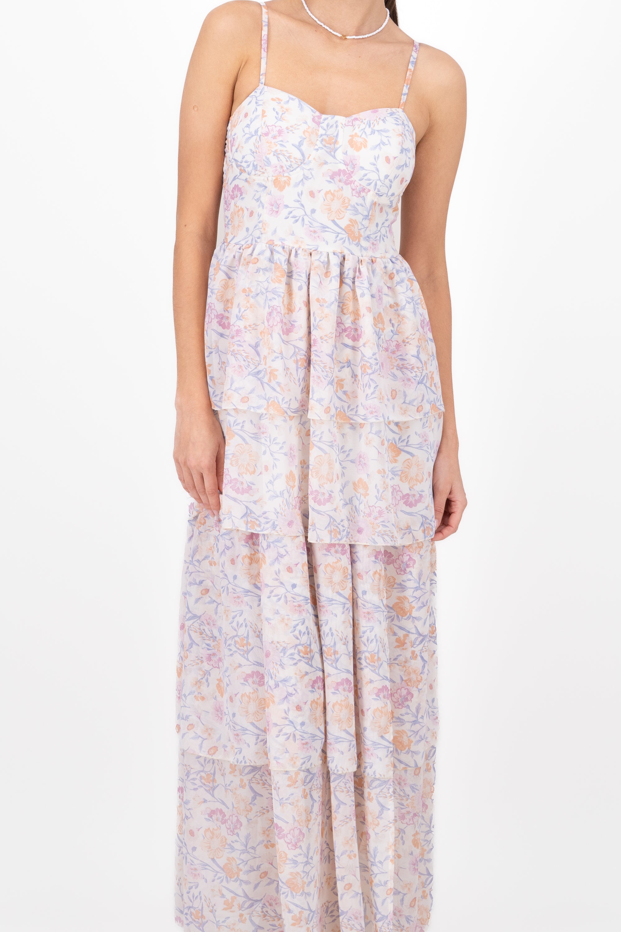 Floral Garden' Ruffled Maxi Dress PINK COMBO