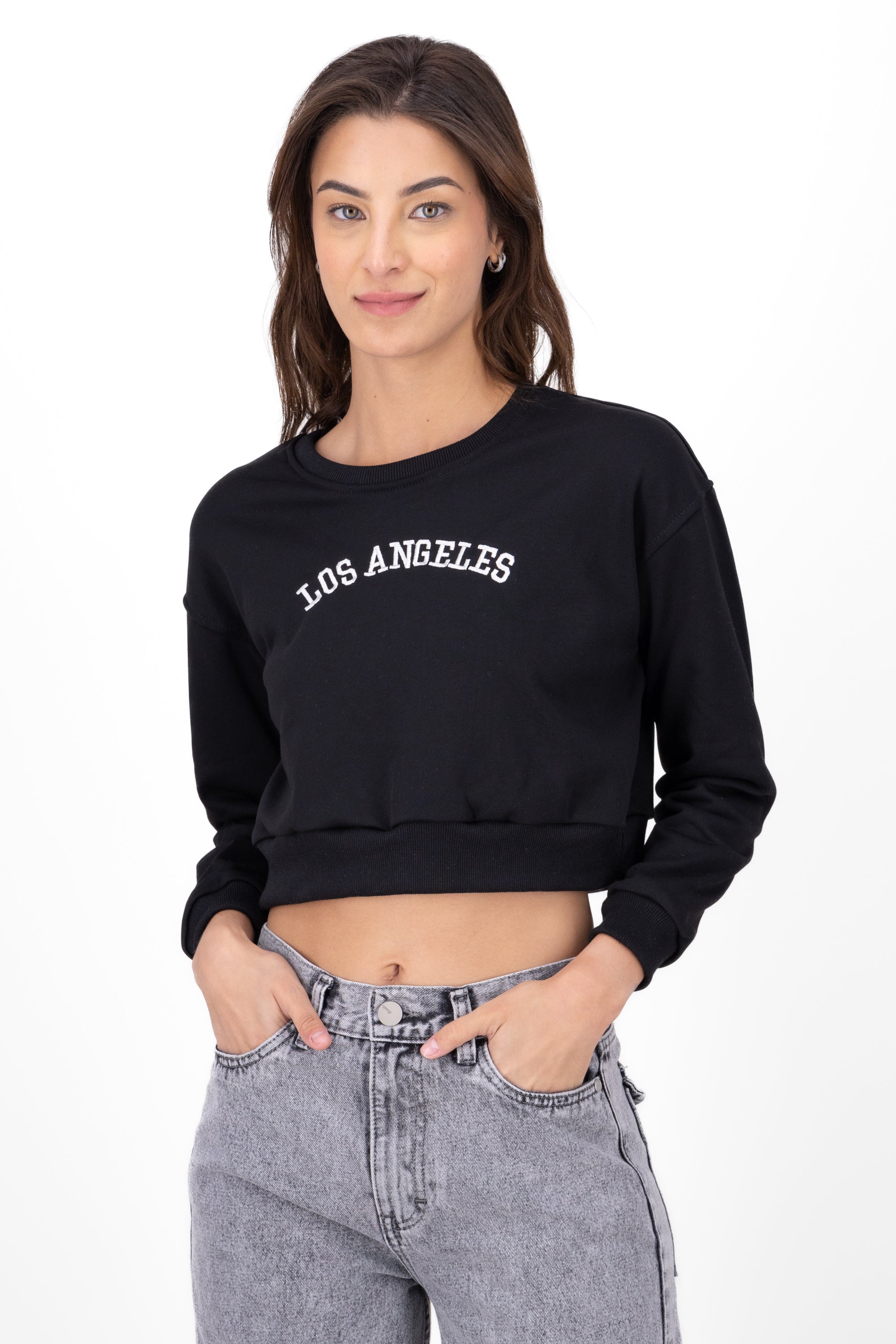 Los Angeles Cropped Sweatshirt BLACK