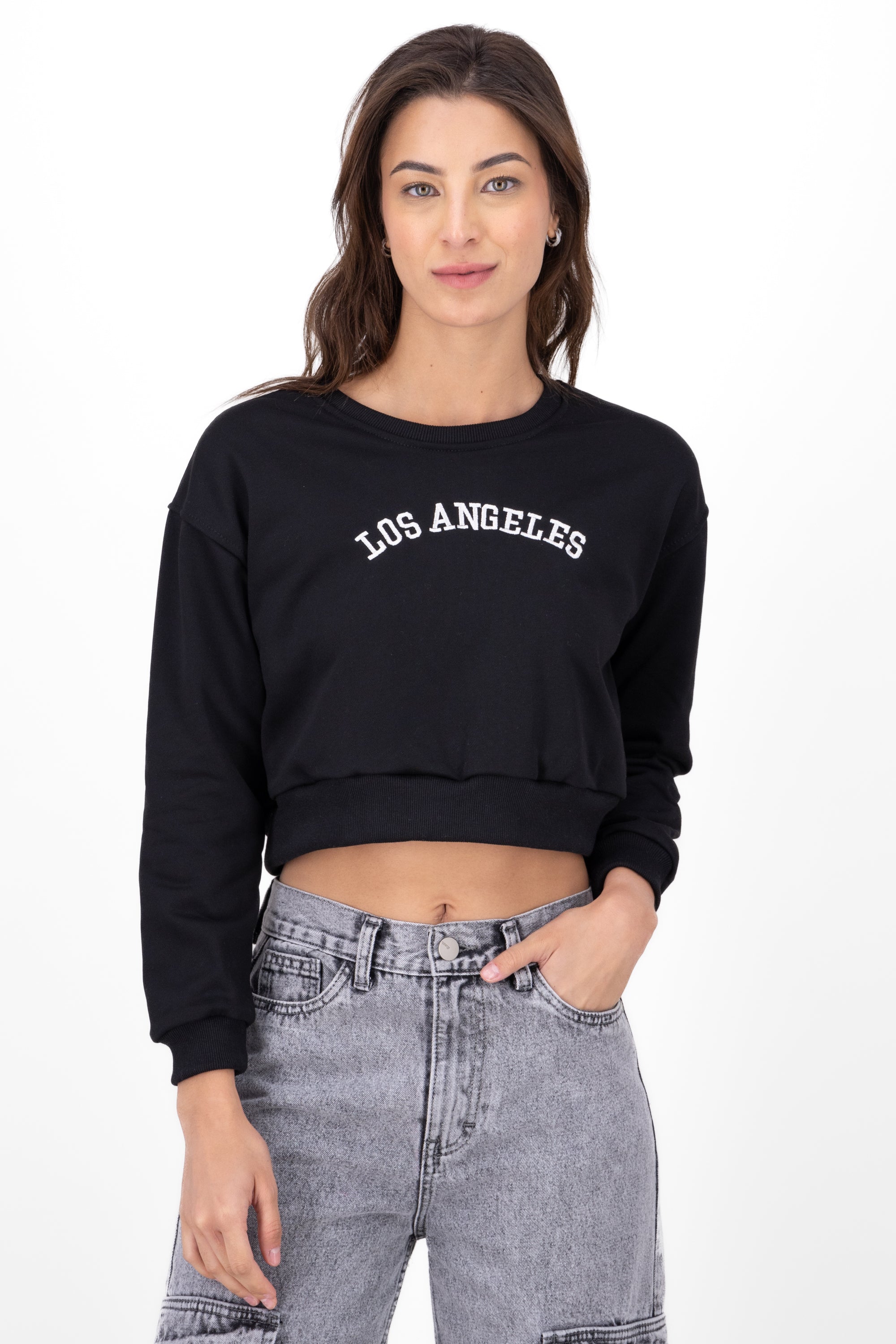 Los Angeles Cropped Sweatshirt BLACK