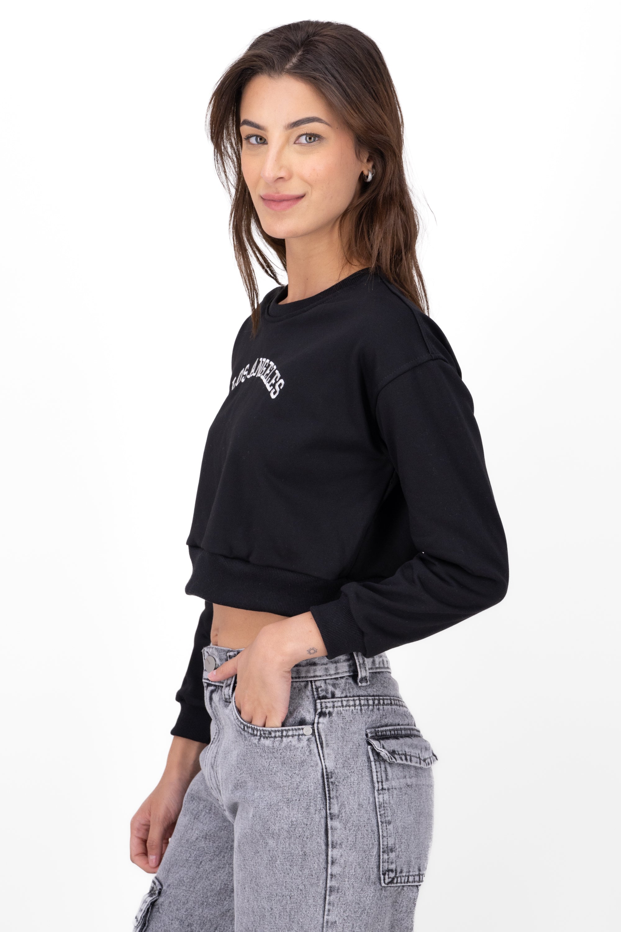 Los Angeles Cropped Sweatshirt BLACK