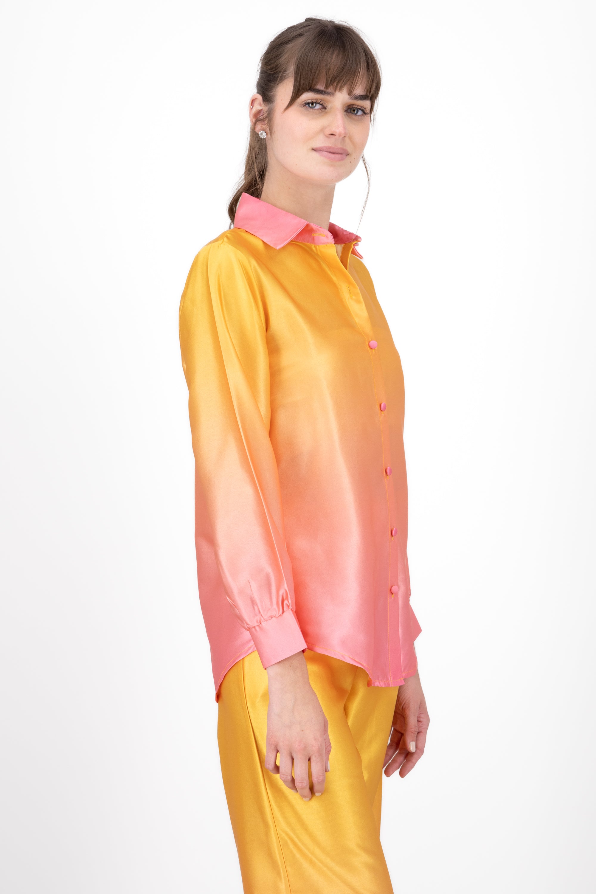 Ombre Button Up Top ORANGE